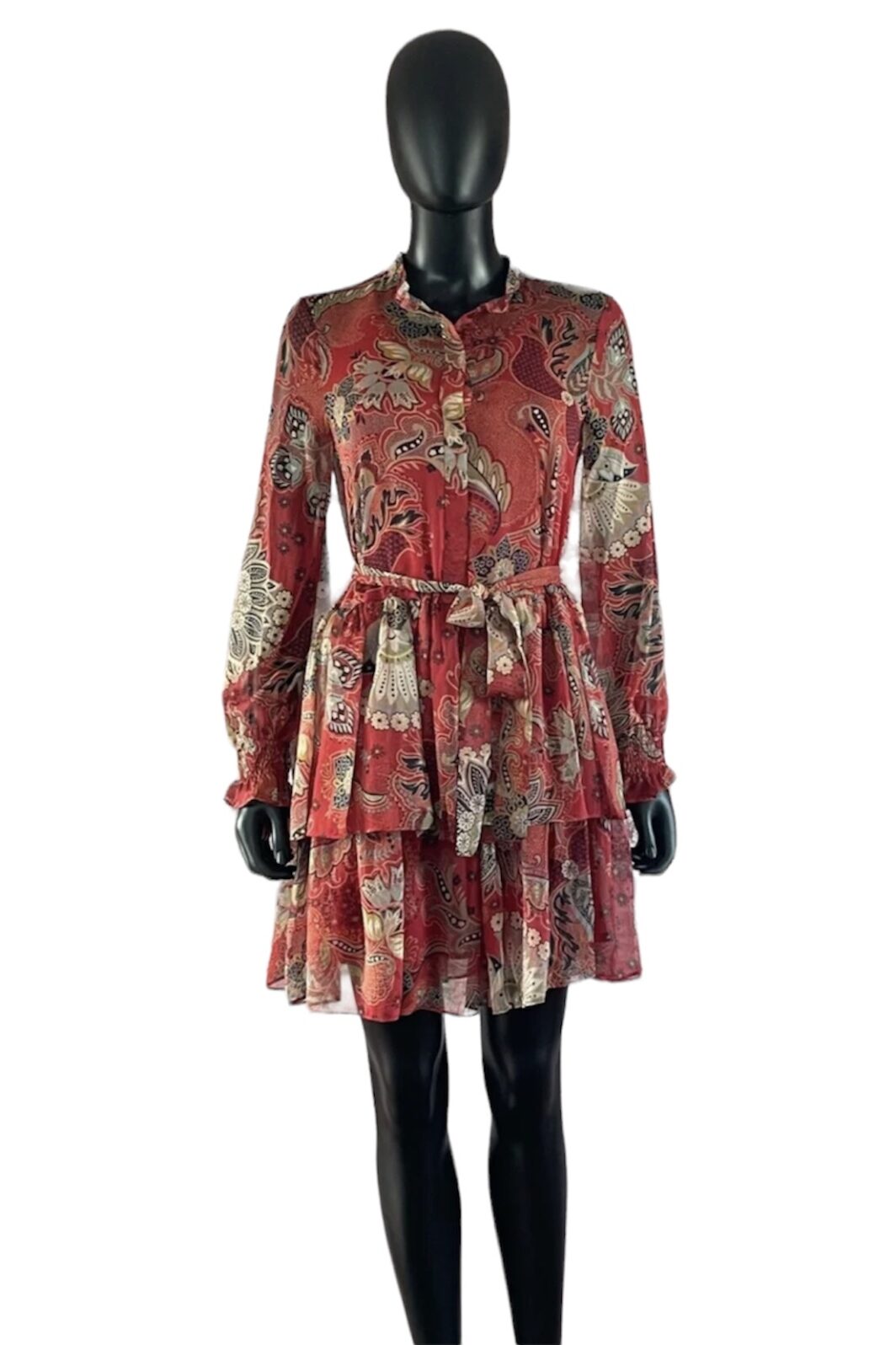 TWINSET kurzes Kleid in rot mit Blumenprint und Bindegürtel – Bild 2