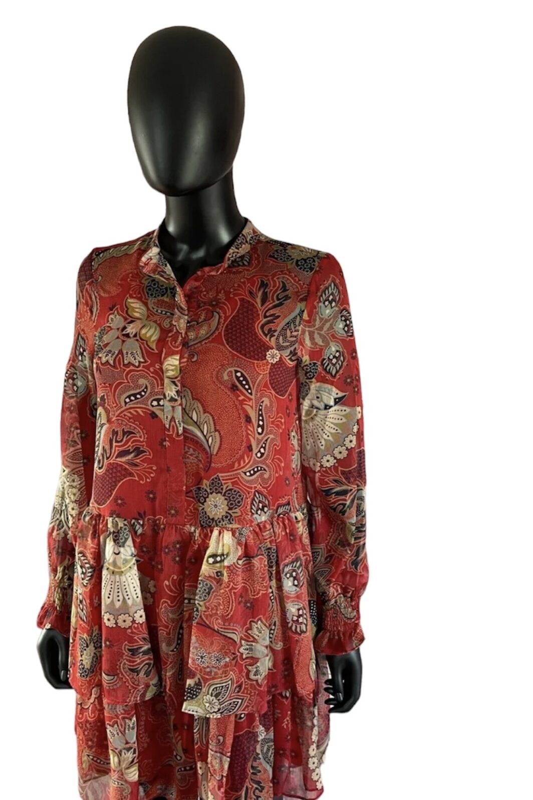 TWINSET kurzes Kleid in rot mit Blumenprint und Bindegürtel – Bild 3
