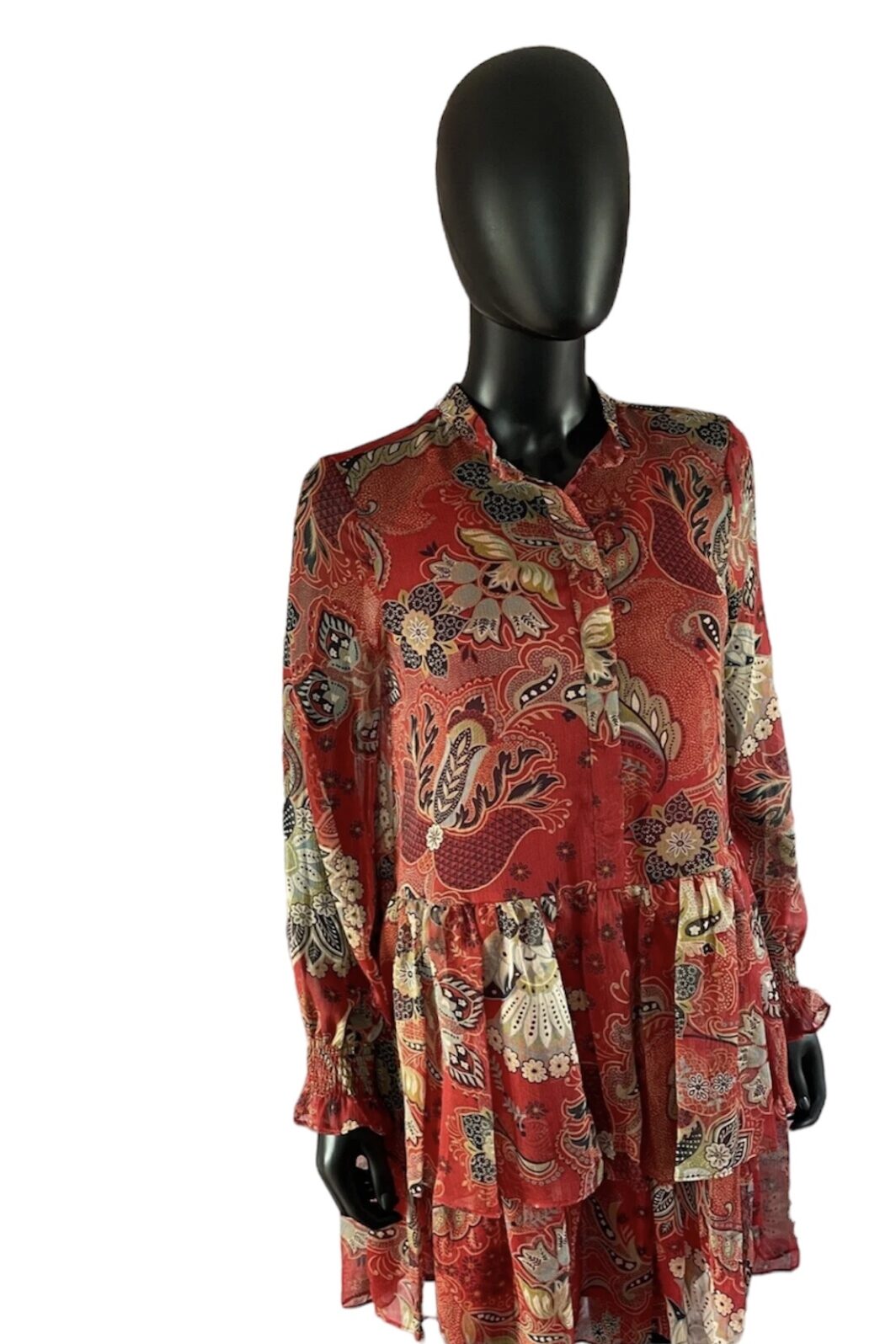 TWINSET kurzes Kleid in rot mit Blumenprint und Bindegürtel – Bild 4