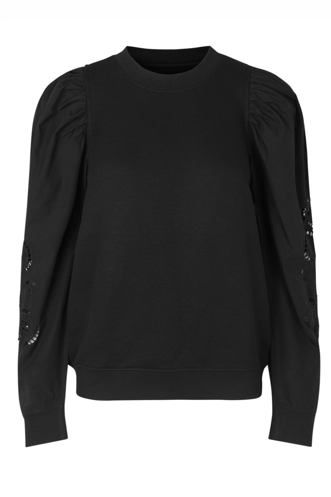 Second Female Martine Sweat in schwarz mit Lasercut im Ärmel