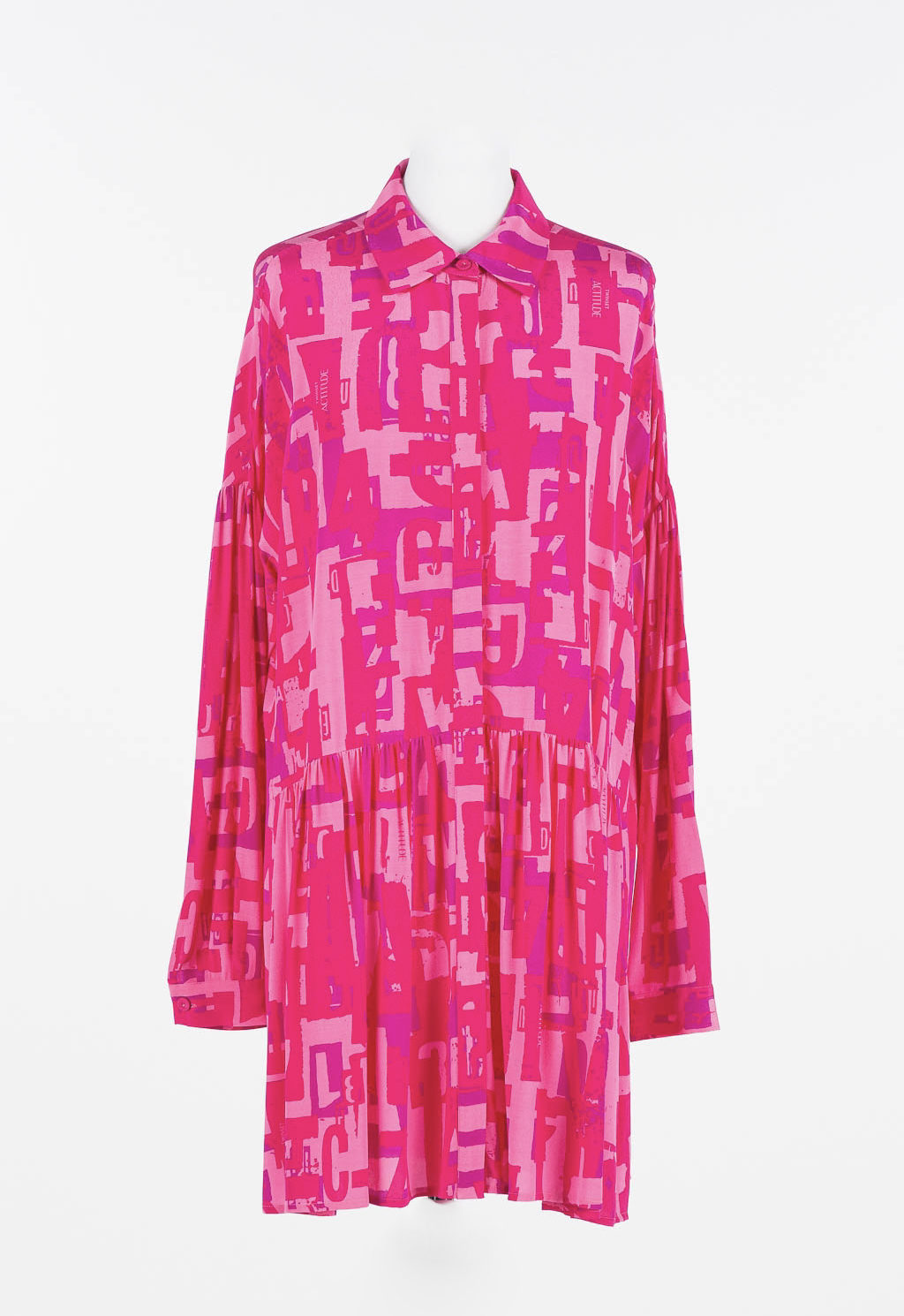 TWINSET kurzes Kleid aus Crêpe de Chine mit Logoprint in Rosa/Pink