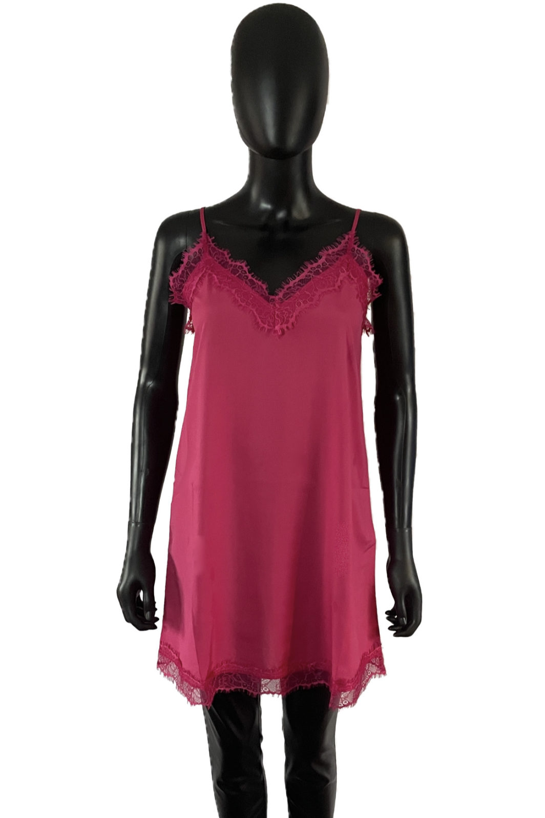TWINSET Slip Dress in Pink mit Spitzenbesatz