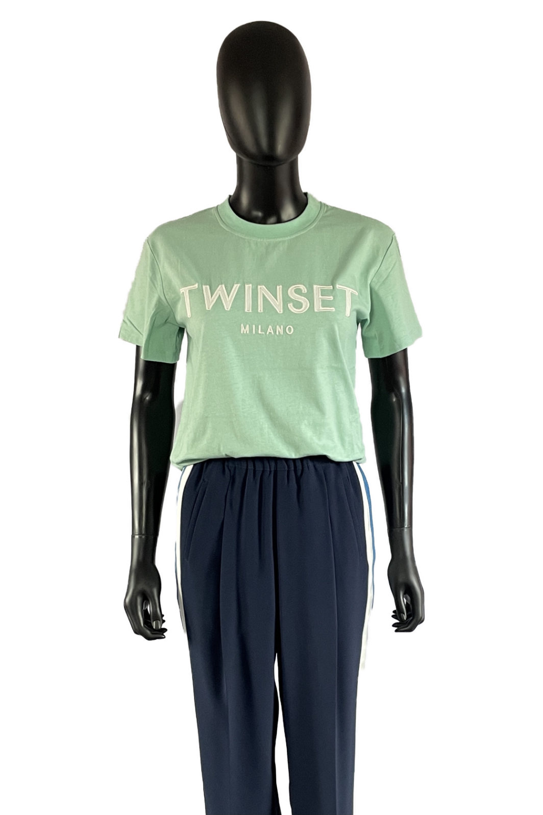 TWINSET Shirt in Lichen-Mint mit Logo – Bild 2
