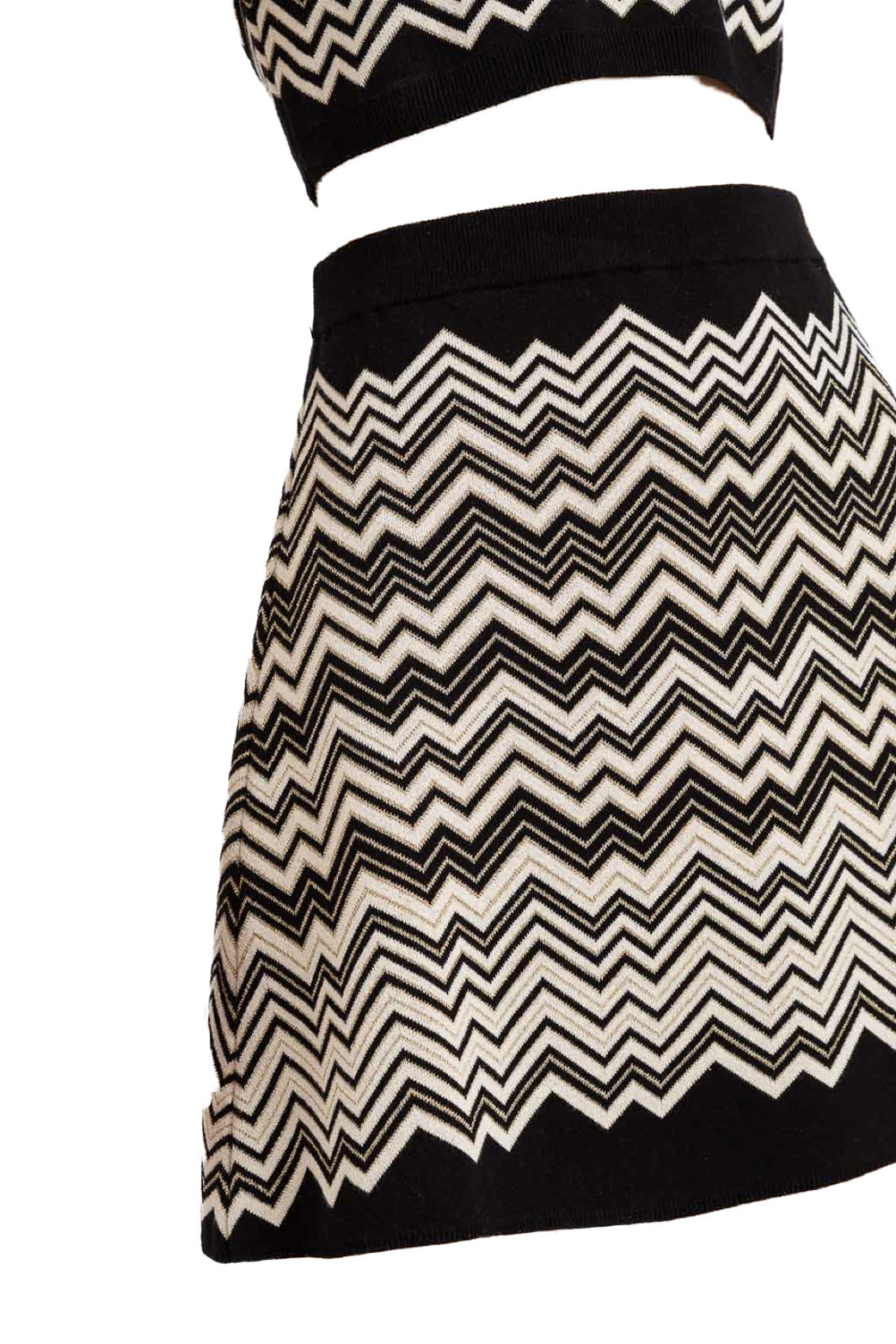 TWINSET Cropped-Top mit passenden Minirock aus Jacquard in beige/schwarz – Bild 3