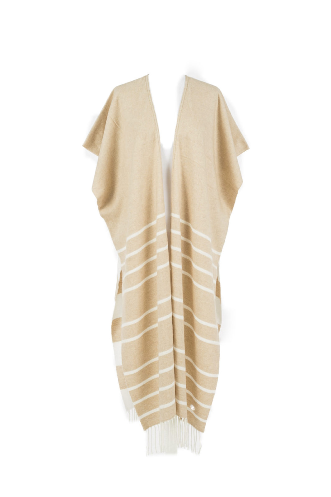 TWINSET Poncho in sand/weiß gestreift