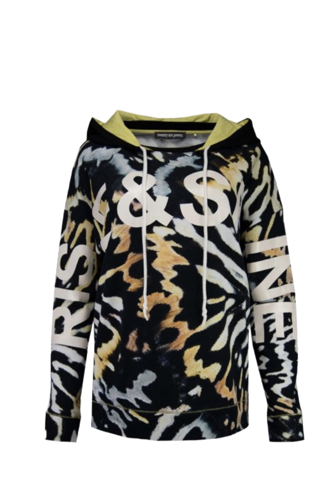 Twenty Six Peers Kapuzensweatshirt in Schwarz/Papaya/Lemon mit Schriftzug