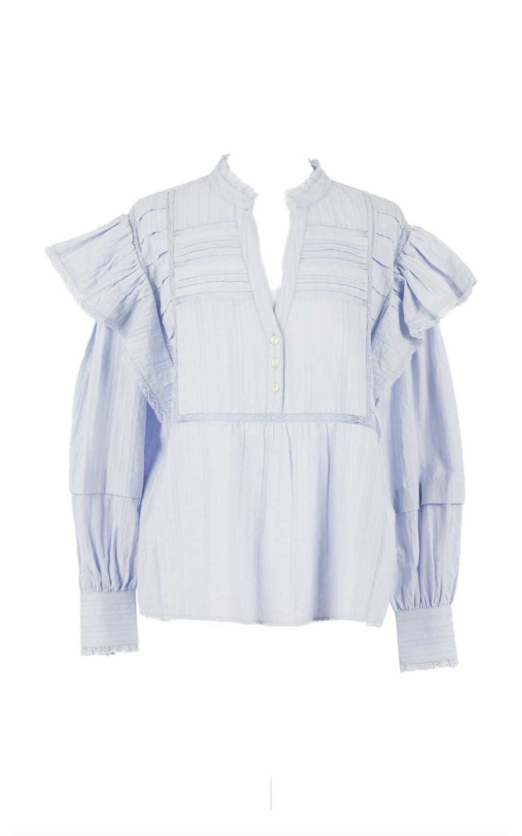 TWINSET Musselinbluse mit Spitze in Hellblau