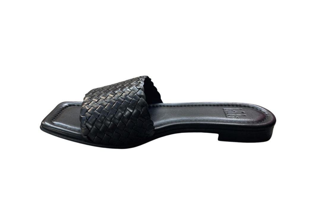 Billi Bi Pantolette aus Leder mit Flechtmuster in Schwarz