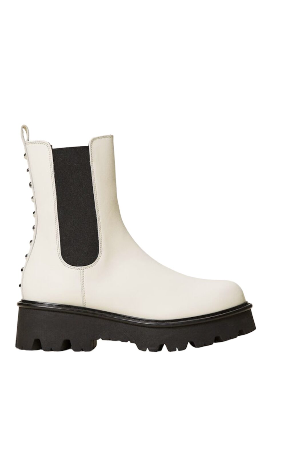 TWINSET Chelsea-Boots in Off White mit Nietenbesatz