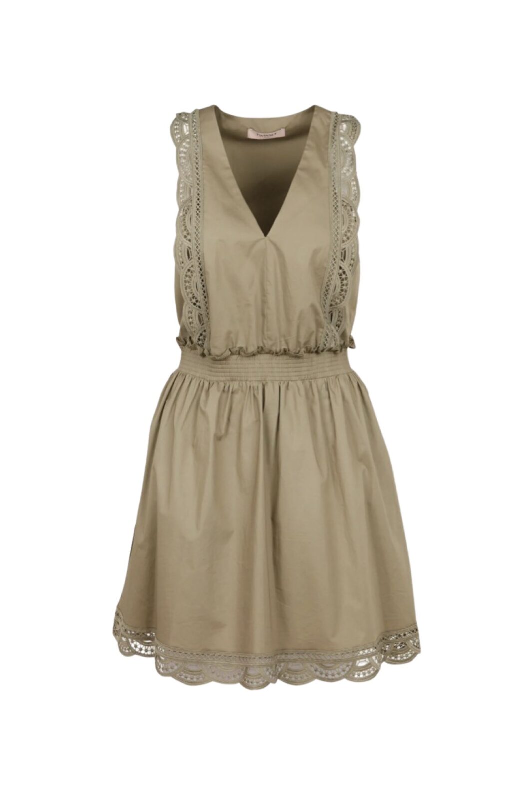 Twinset Milano Kleid aus Popeline mit Spitze in Khaki