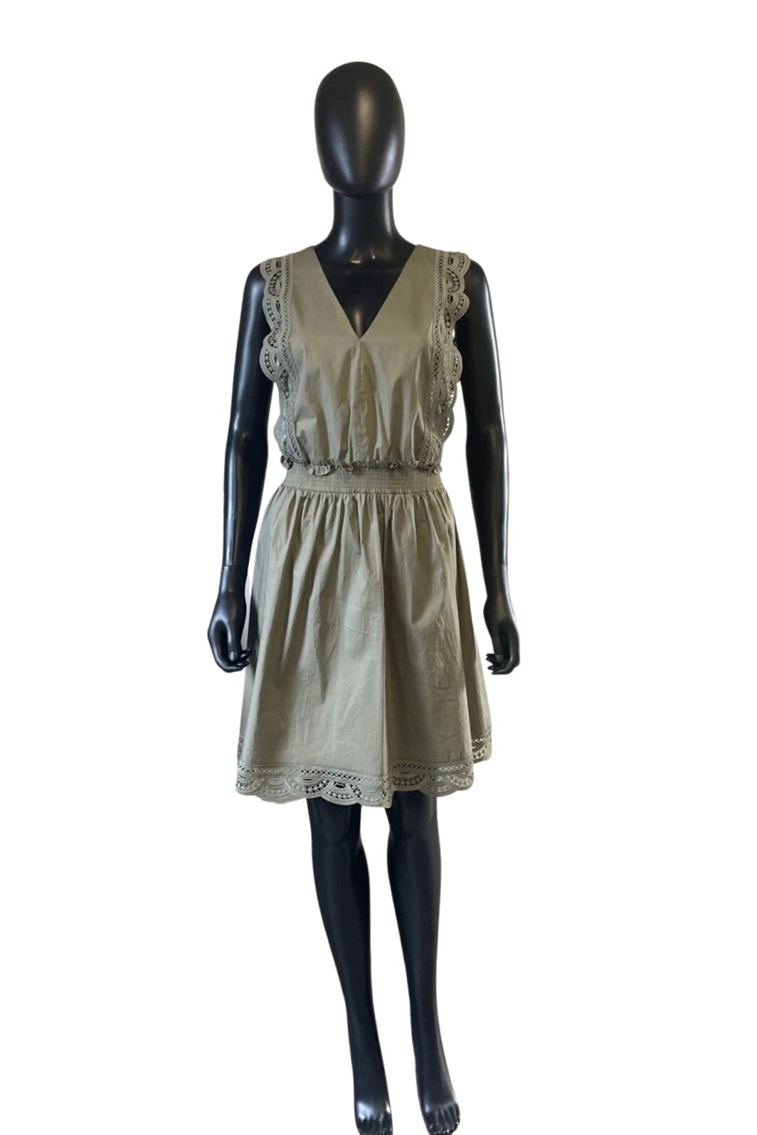 Twinset Milano Kleid aus Popeline mit Spitze in Khaki – Bild 2