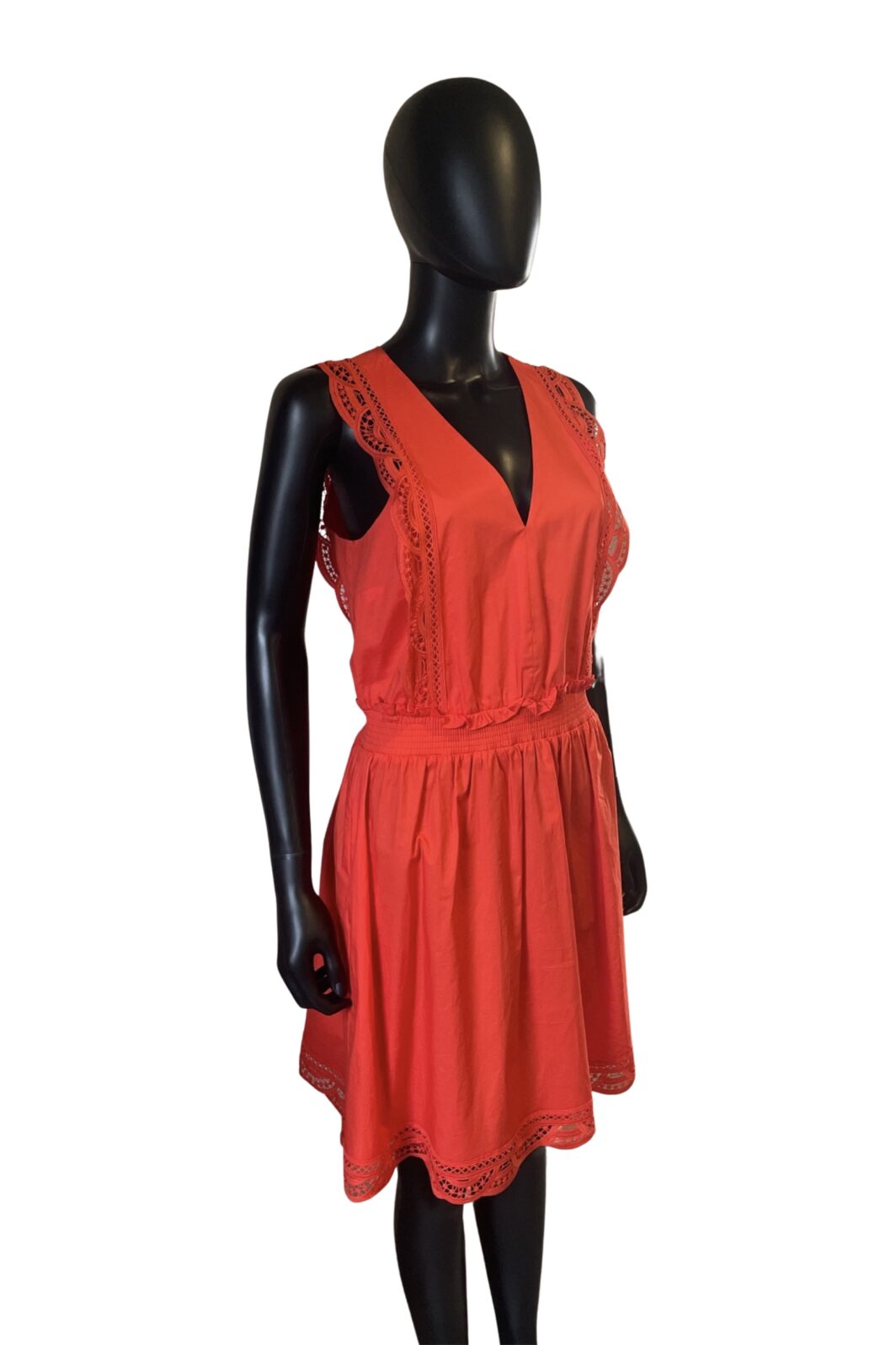 Twinset Milano Kleid aus Popeline mit Spitze in Orange – Bild 2