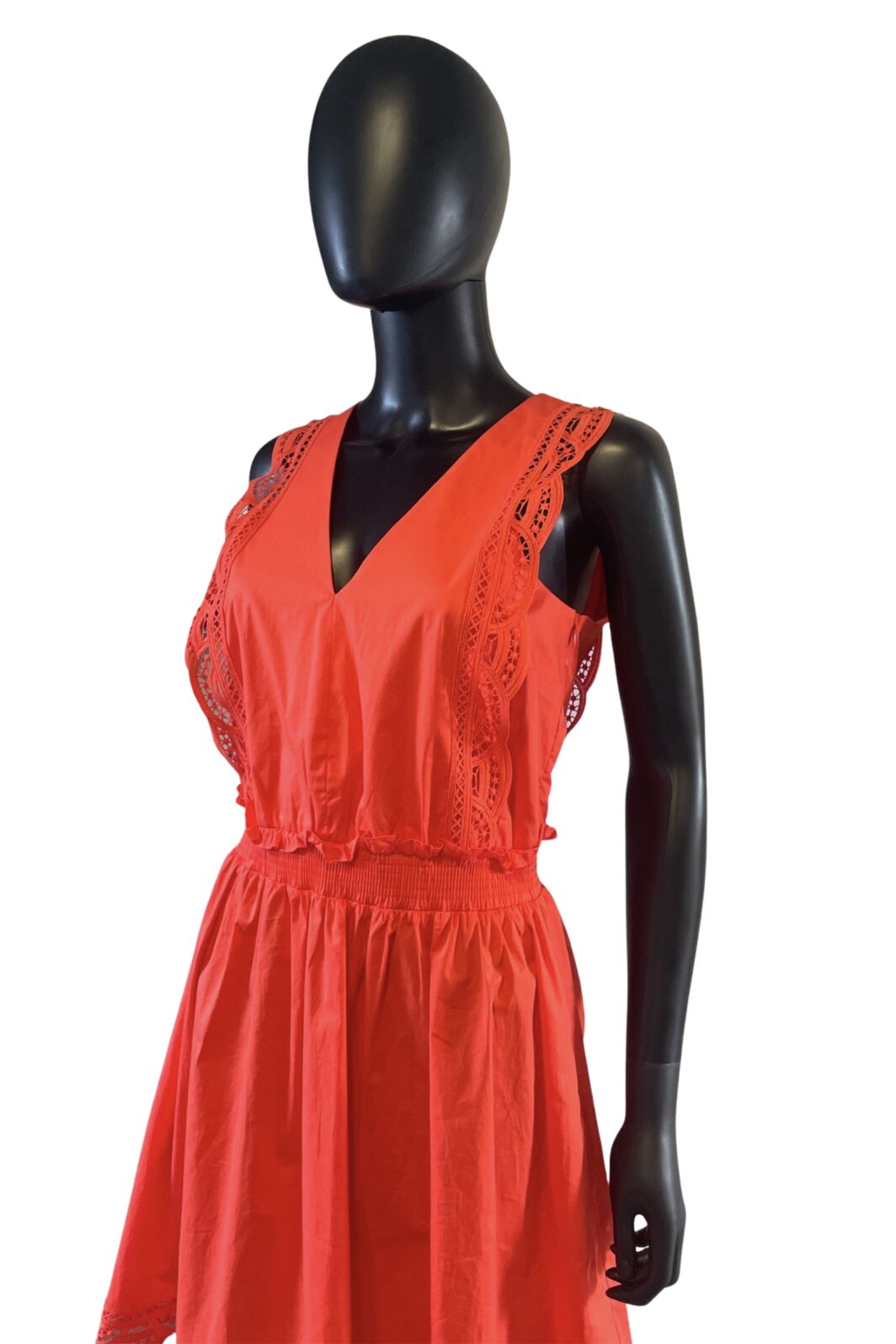 Twinset Milano Kleid aus Popeline mit Spitze in Orange – Bild 3