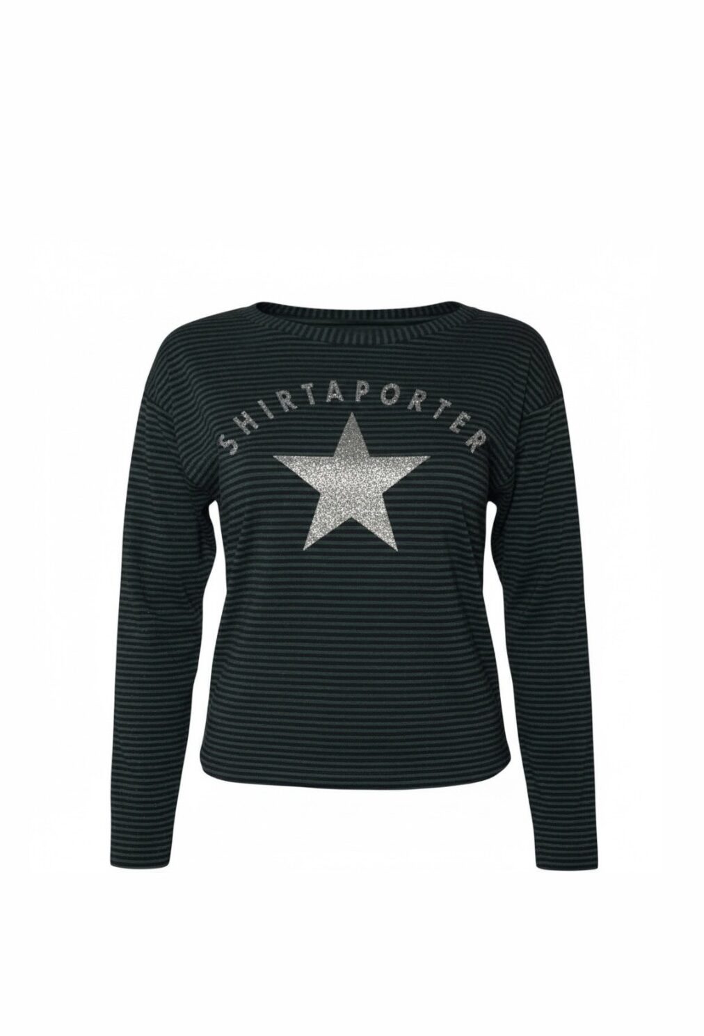 Shirtaporter Longsleeve in grün/schwarz gestreift