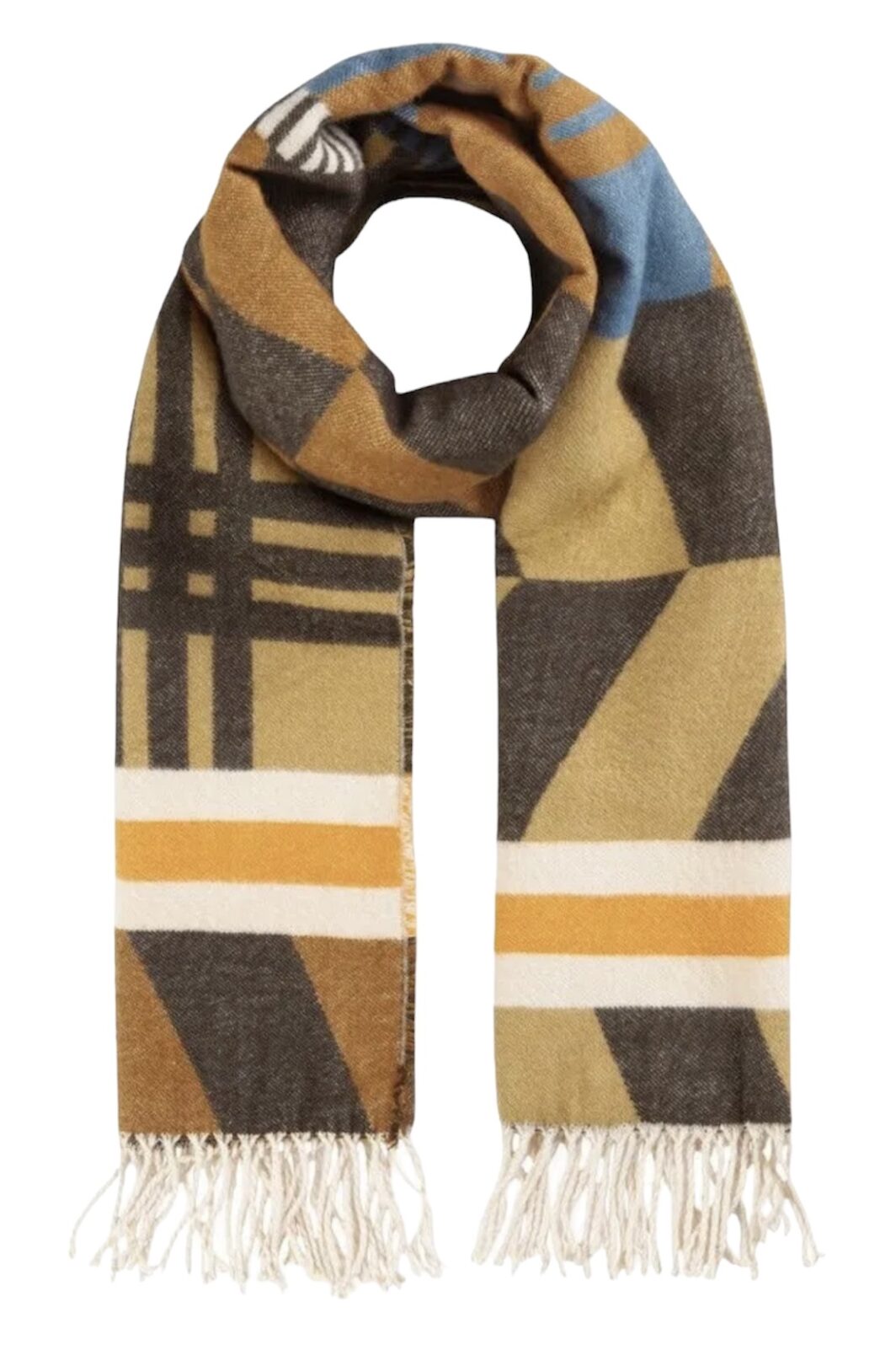 Codello XXL Schal mit graphischem Muster in sand/blau/braun