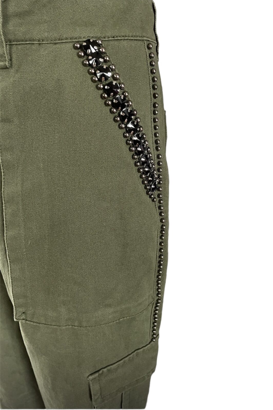 TWINSET Cargohose in Khaki mit Schmuckbesatz – Bild 3