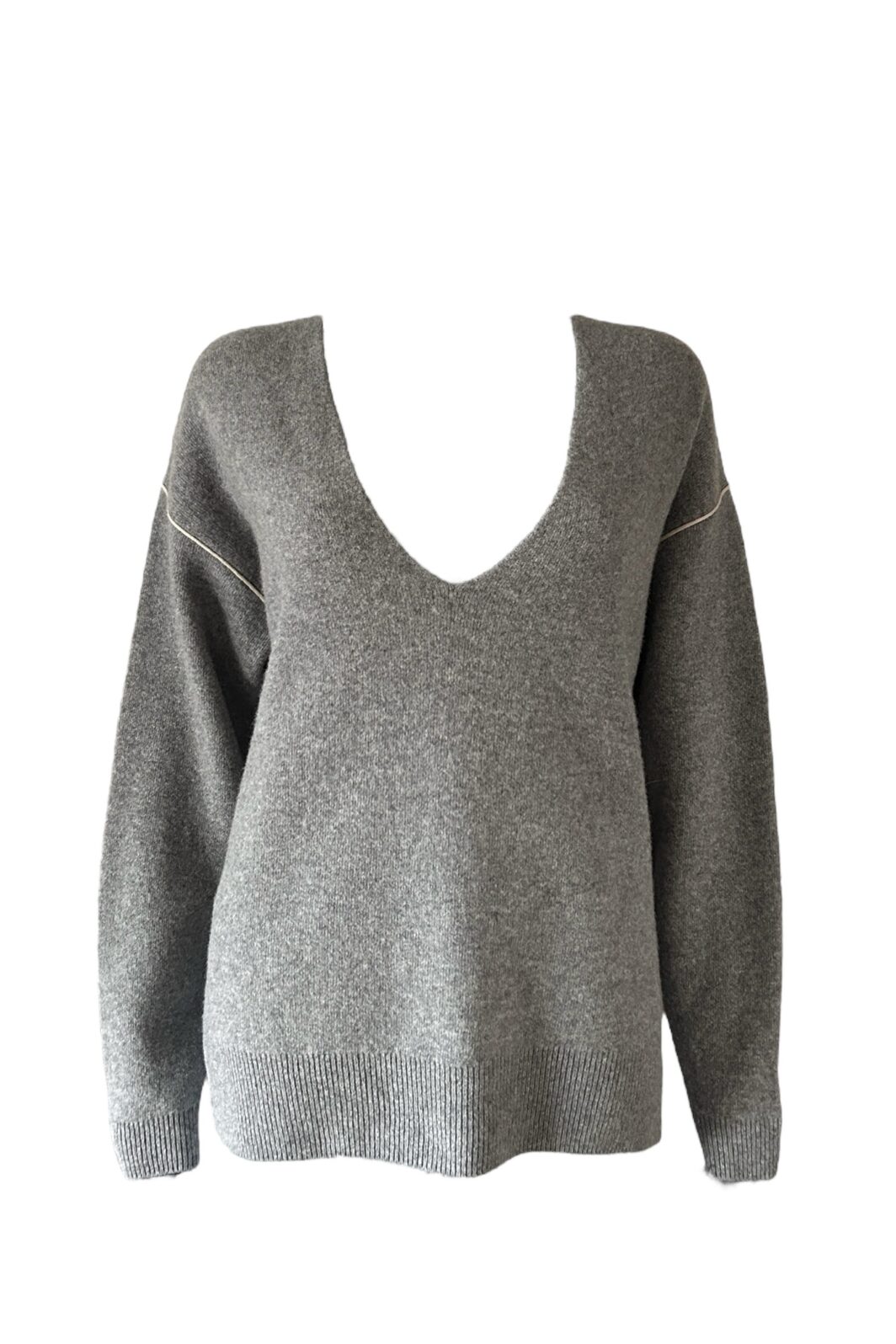 Closed Strickpullover mit tiefem V-Ausschnitt in Grau