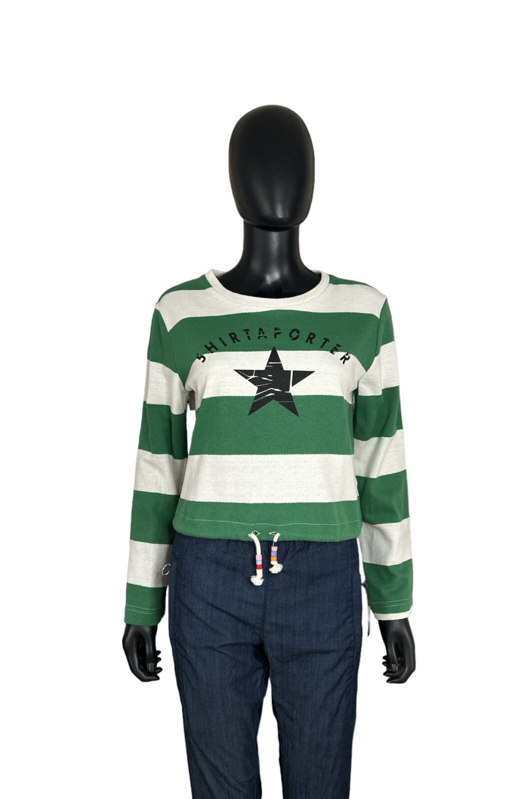 Shirtaporter Sweatshirt in grün/weiß gestreift
