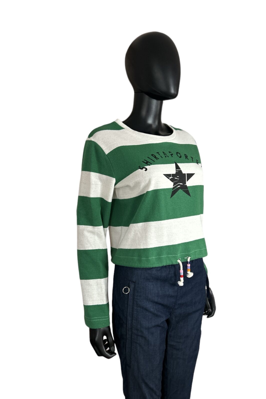Shirtaporter Sweatshirt in grün/weiß gestreift – Bild 2