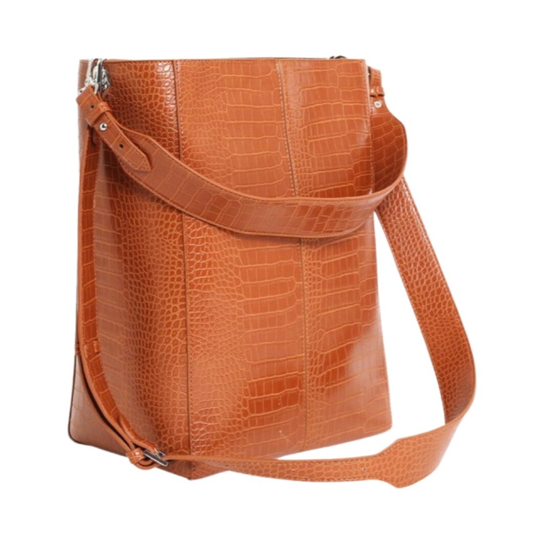 Hvisk Schultertasche Casset Matte Croco in Cognac – Bild 2