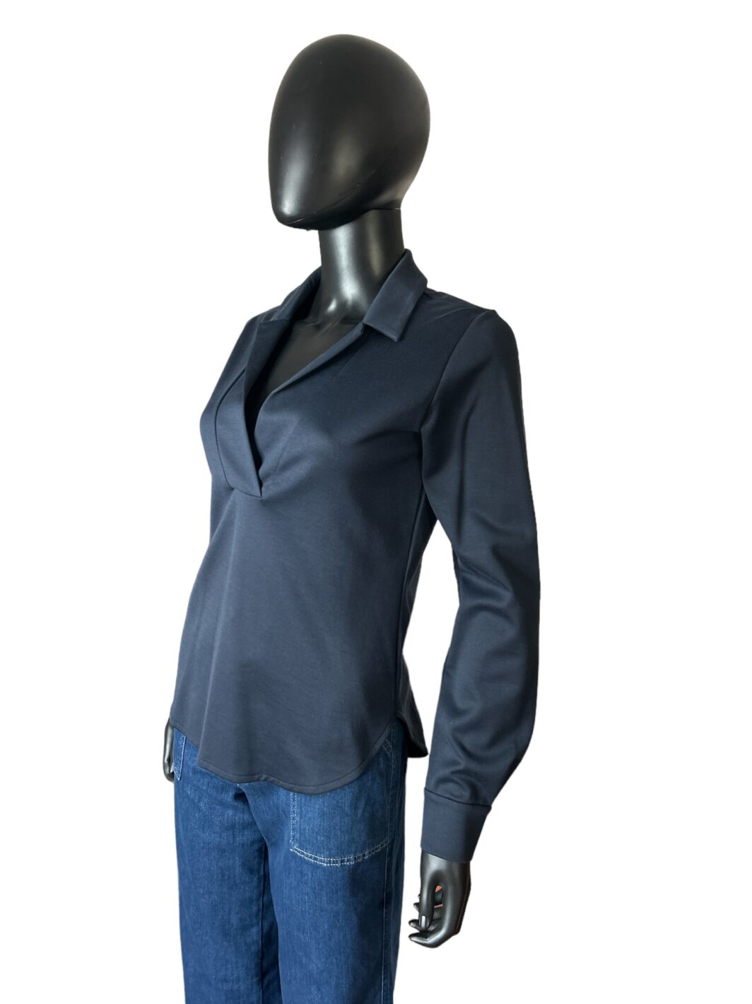 Closed langarm Shirt in Blau mit Polokragen – Bild 3