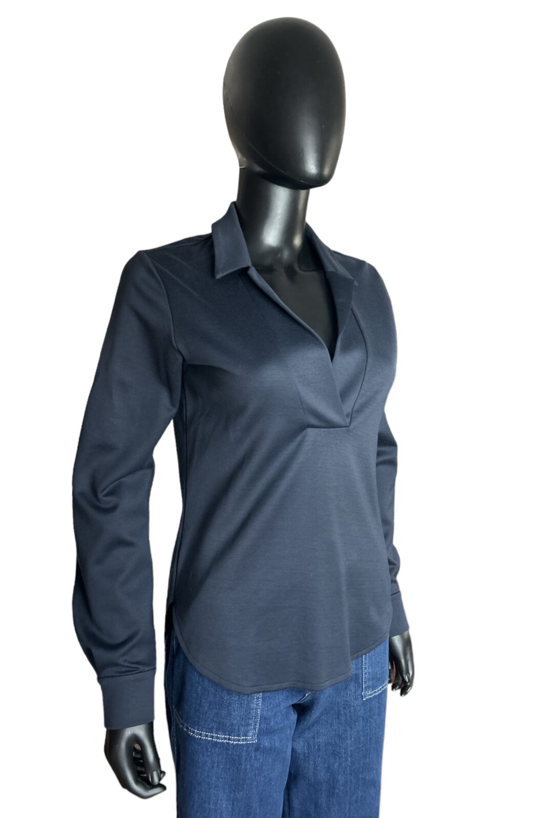 Closed langarm Shirt in Blau mit Polokragen – Bild 2