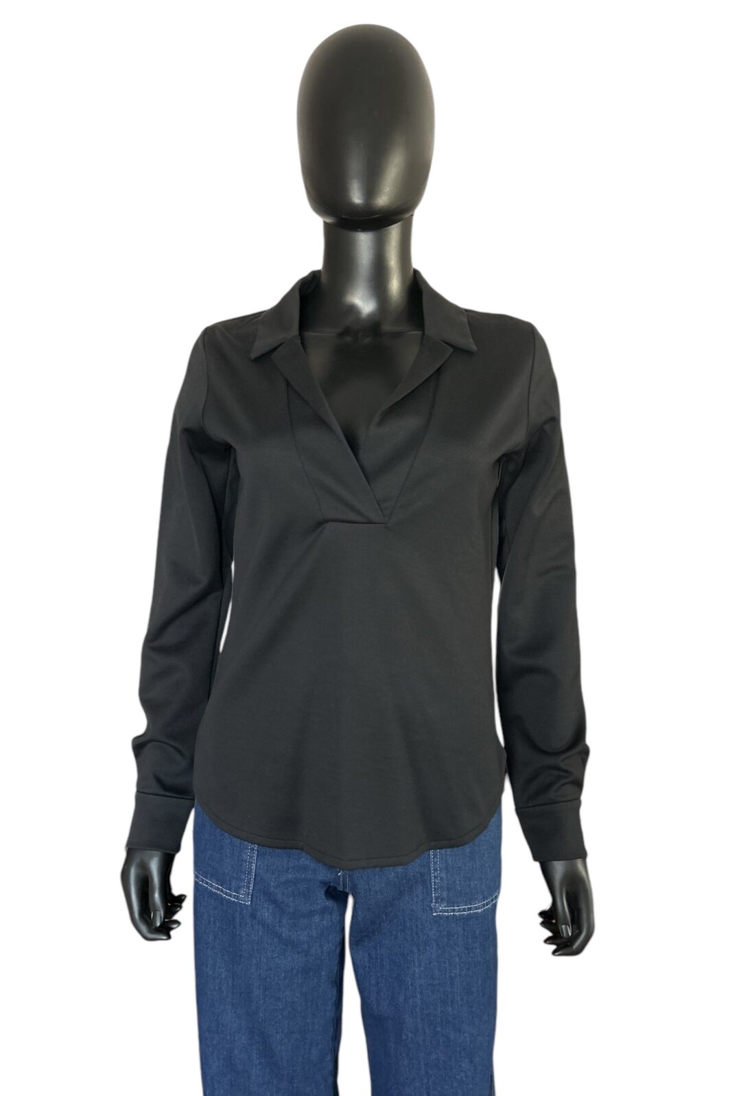 Closed langarm Shirt in Schwarz mit Polokragen
