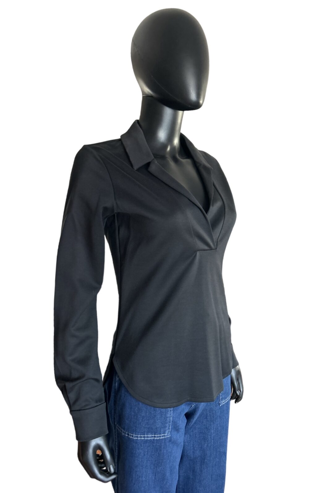 Closed langarm Shirt in Schwarz mit Polokragen – Bild 3
