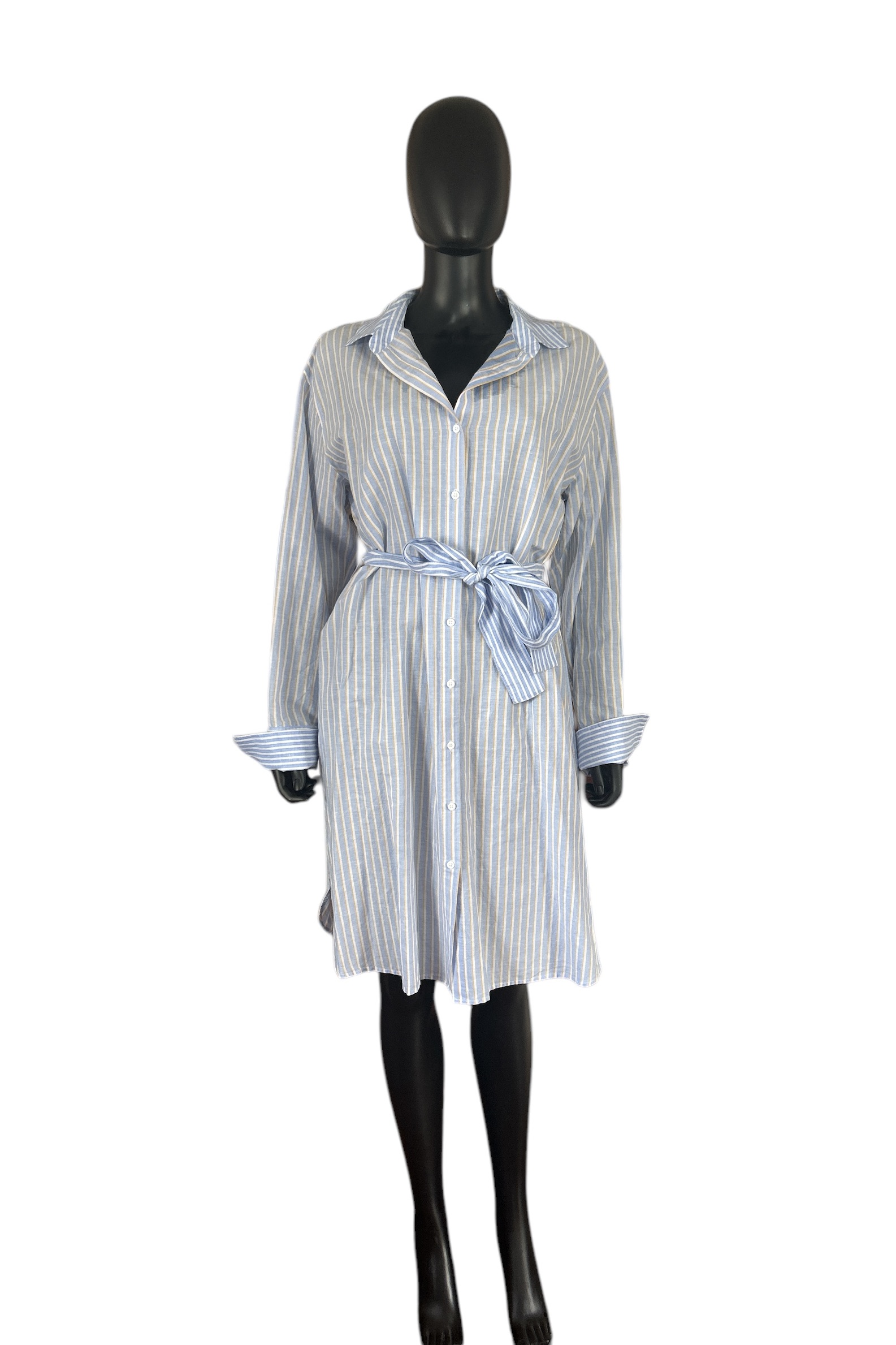 Herzensangelegenheit Leinenkleid in Blau gestreift
