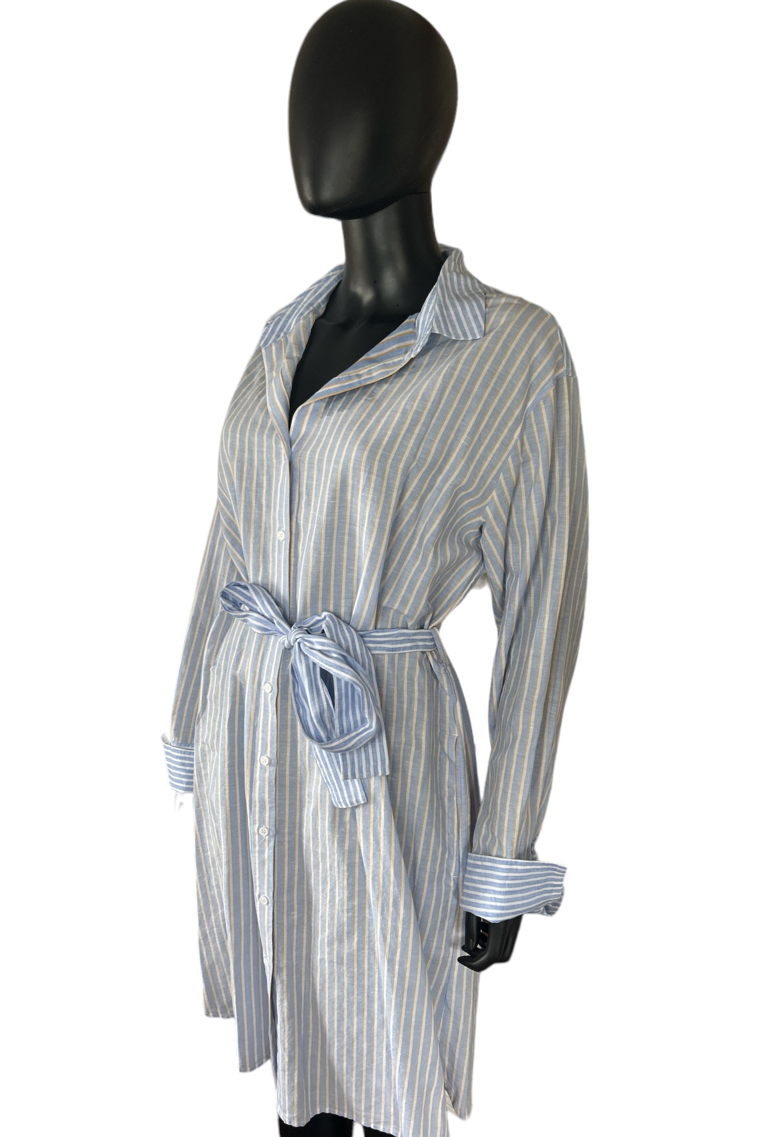 Herzensangelegenheit Leinenkleid in Blau gestreift – Bild 3