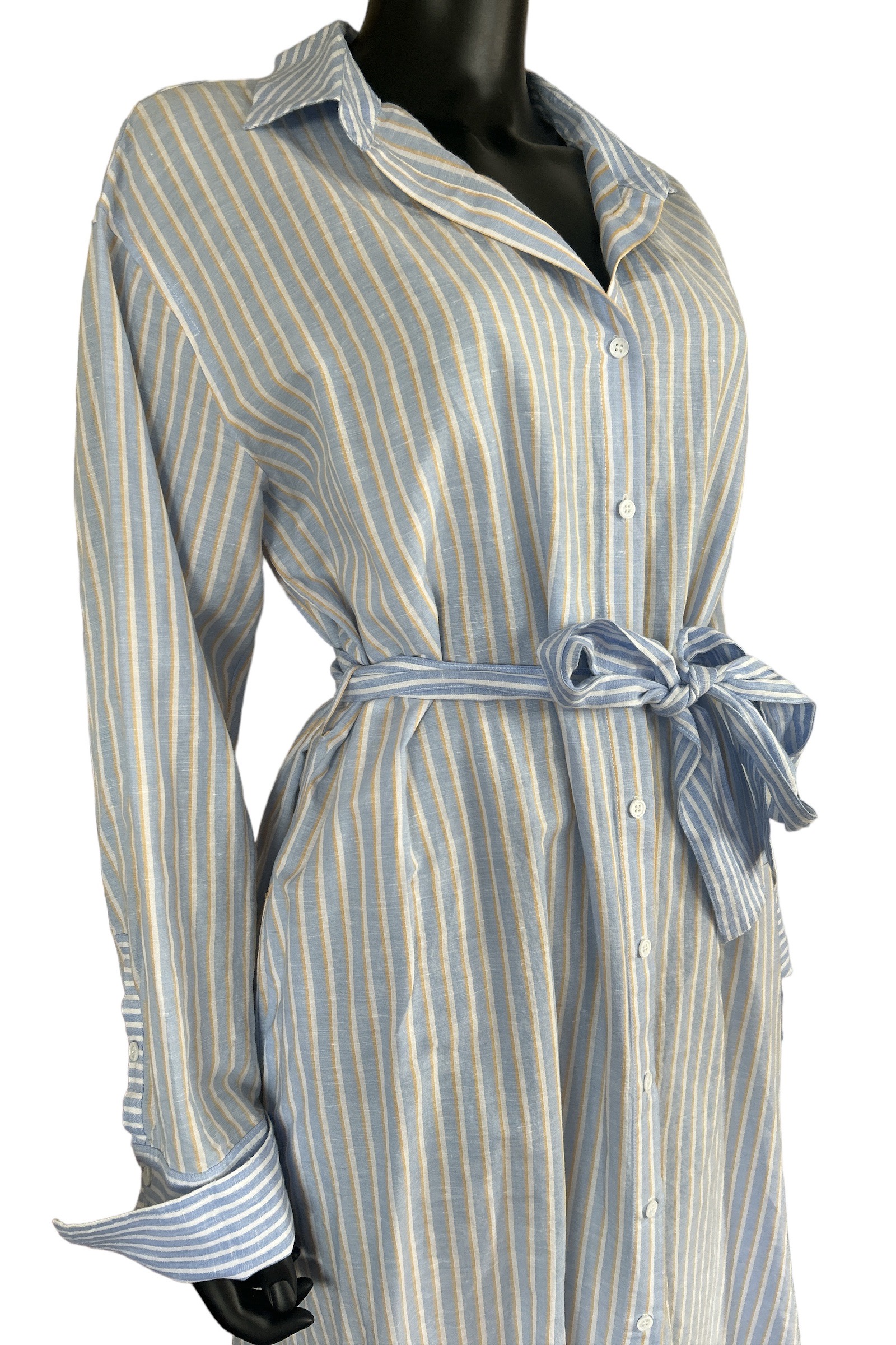 Herzensangelegenheit Leinenkleid in Blau gestreift – Bild 2