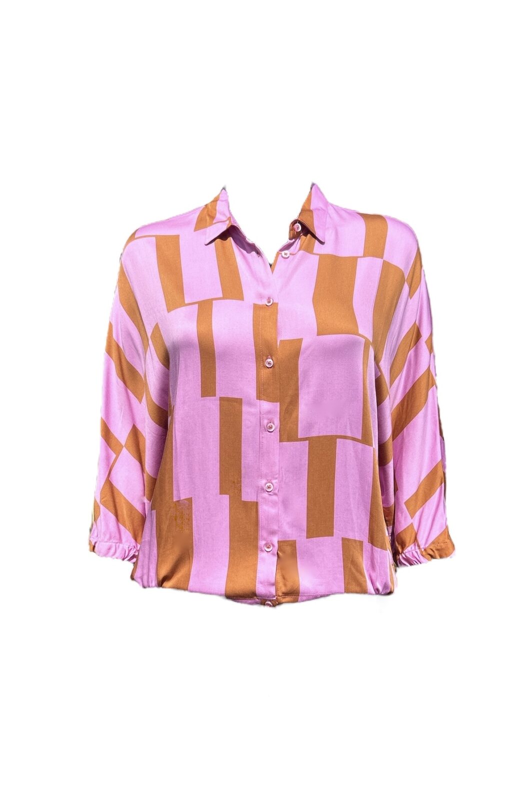 Emily van den Bergh Bluse in rosa/nougat gemustert