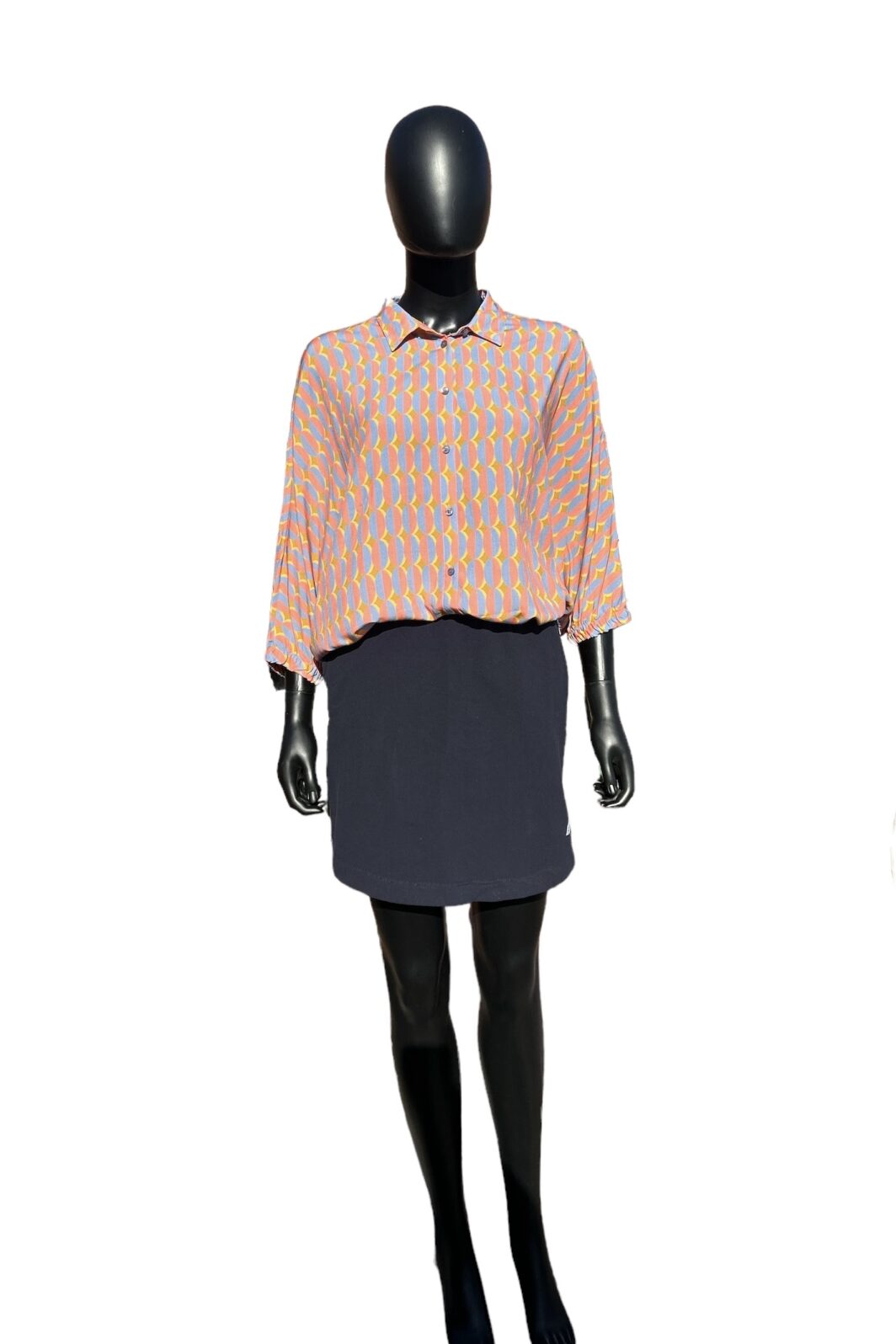 Emily van den Bergh Shirtbluse in rosa/blau/gelb gemustert