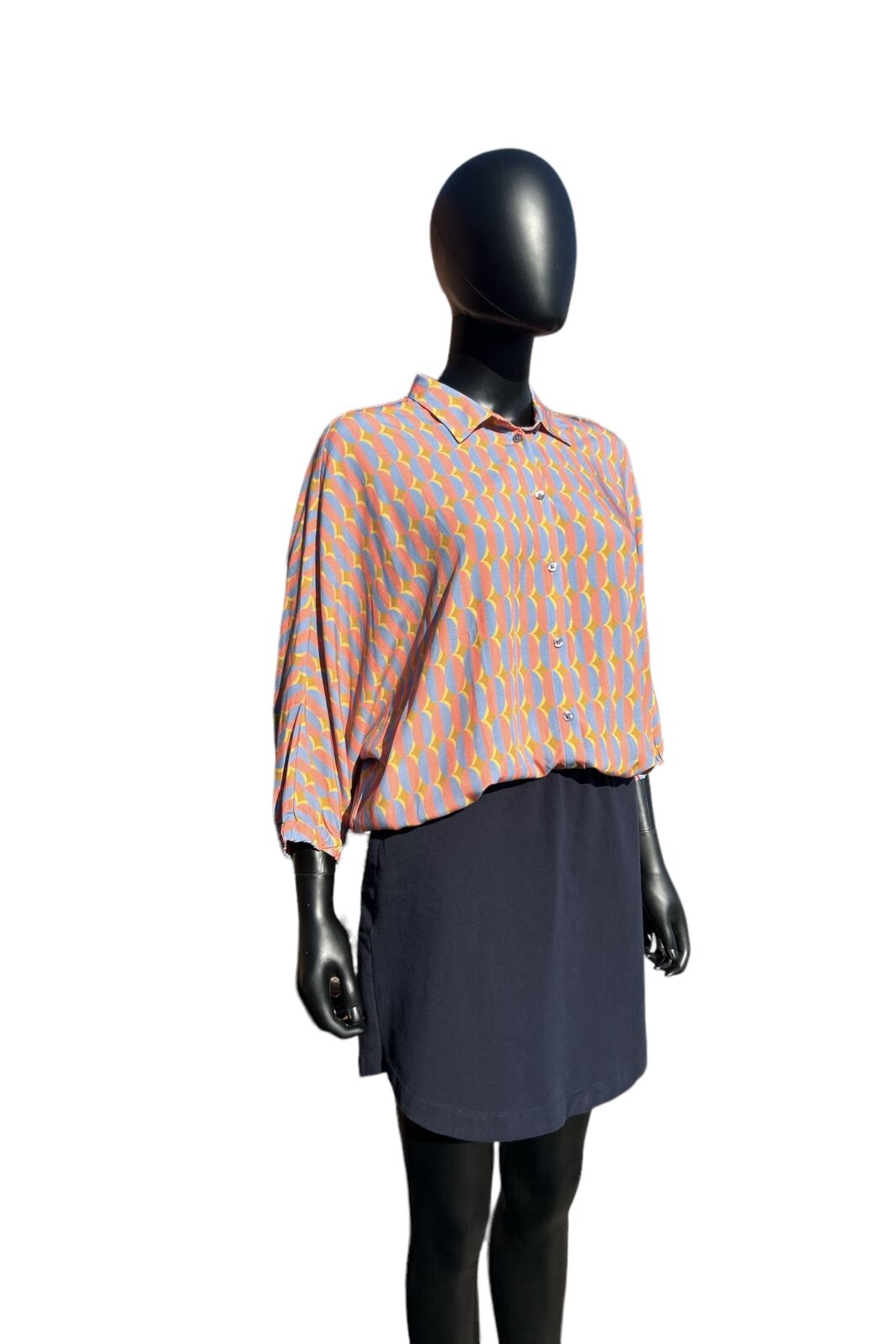 Emily van den Bergh Shirtbluse in rosa/blau/gelb gemustert – Bild 3
