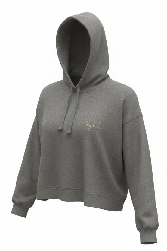 Maison Labiche Kapuzensweatshirt grau mit Hej Bella-Schriftzug