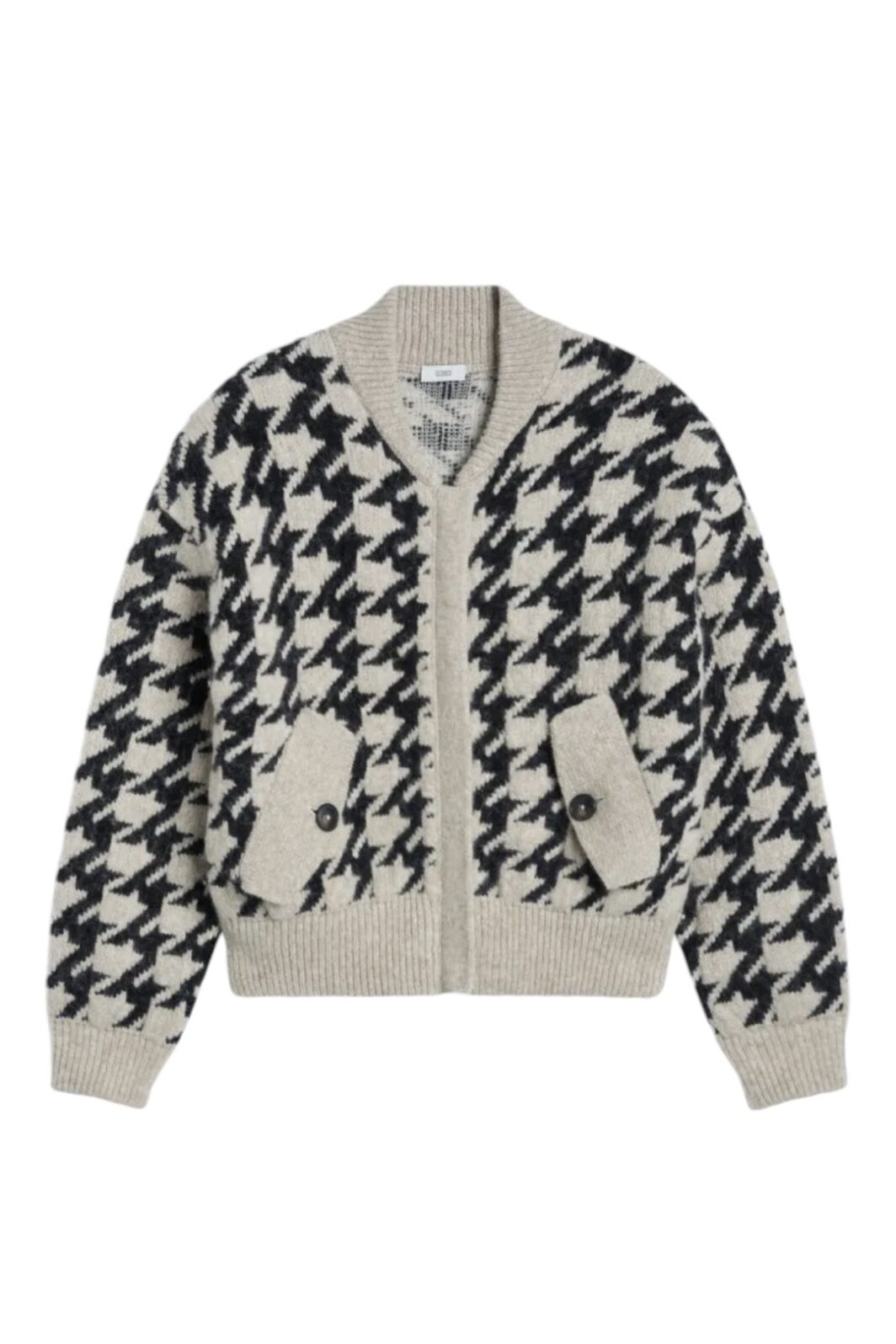 Closed Jacke in beige mit Jacquard-Hahnentrittmuster