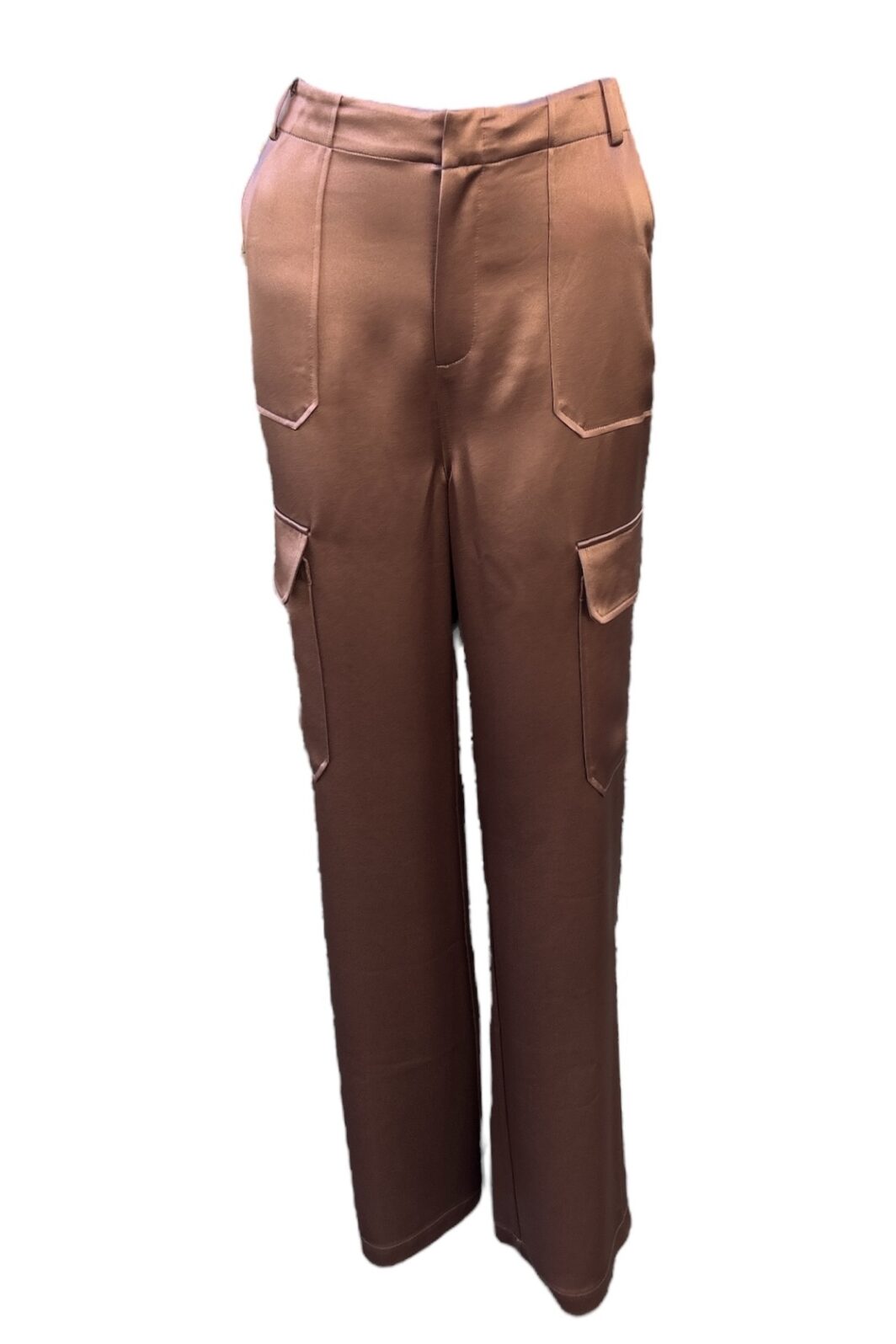 Herzensangelegenheit Satinhose mit Taschen in Toffee – Bild 2