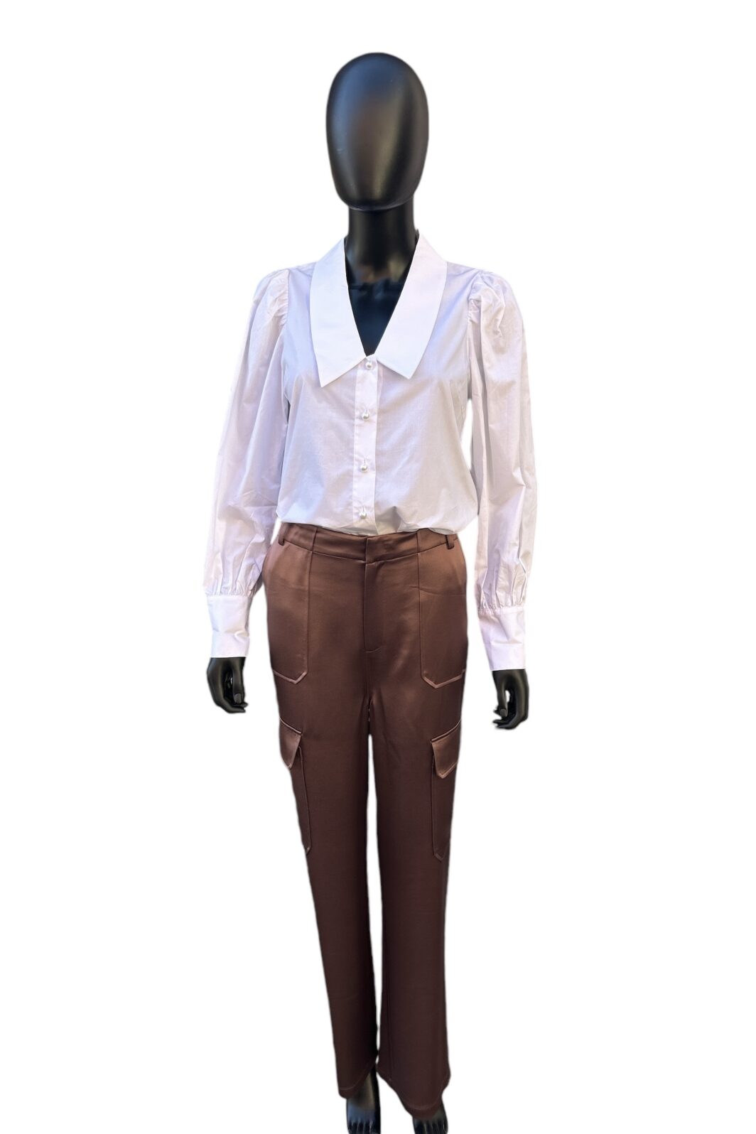 Herzensangelegenheit Satinhose mit Taschen in Toffee