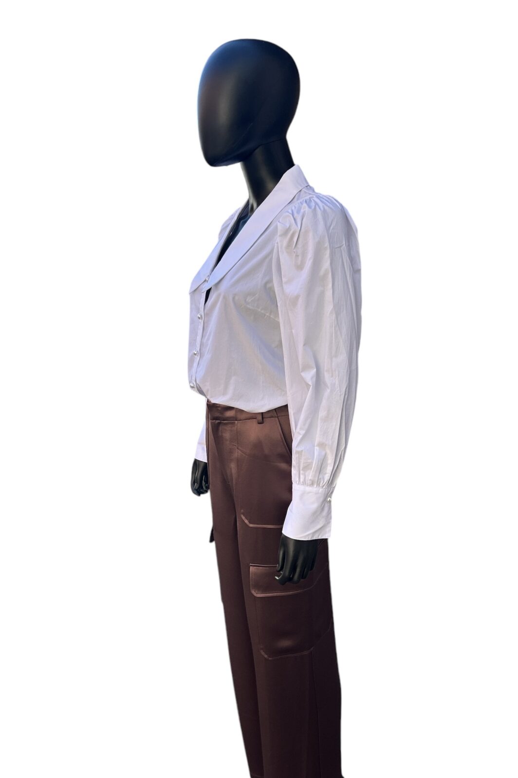 Herzensangelegenheit Satinhose mit Taschen in Toffee – Bild 3