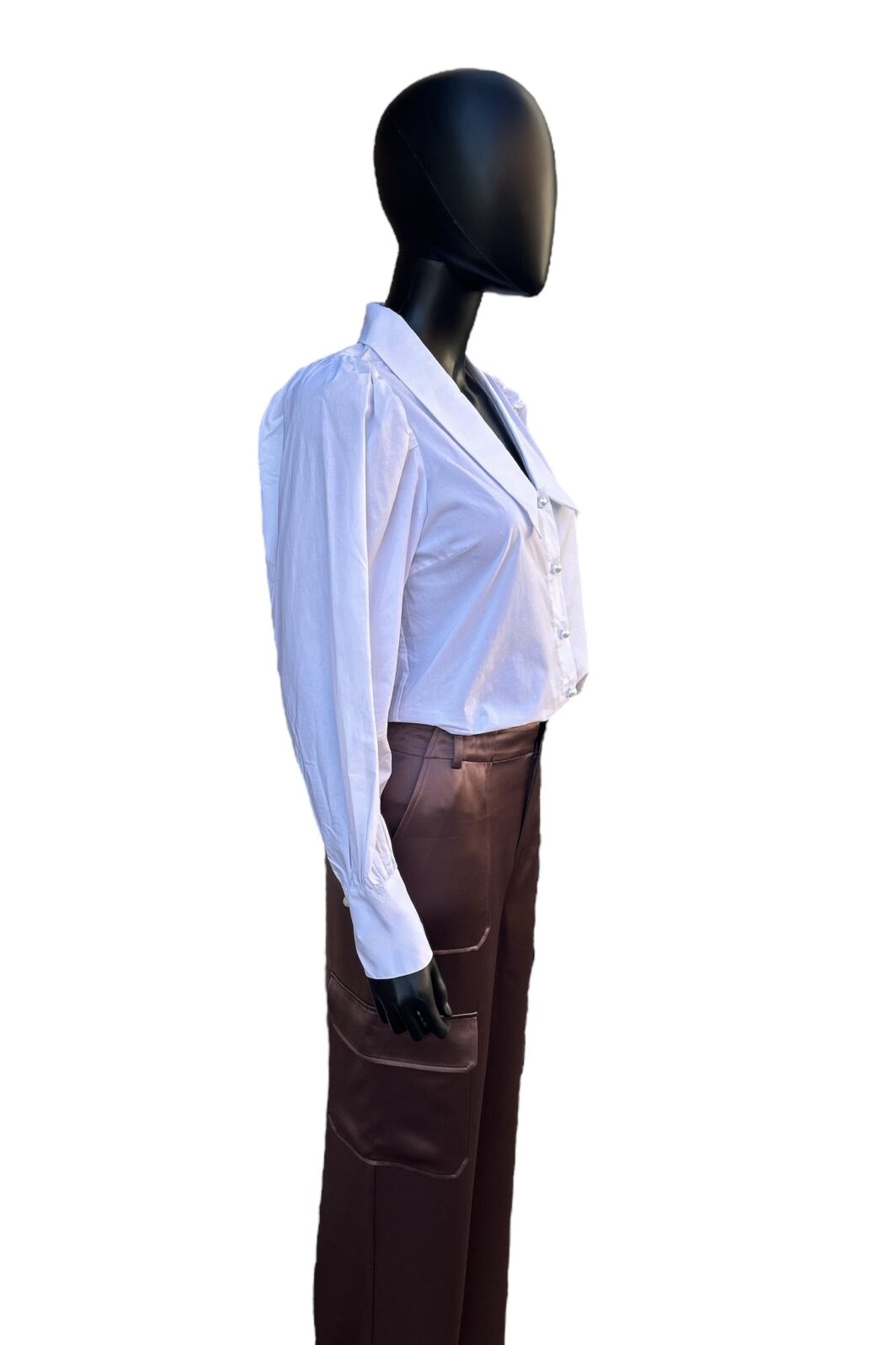 Herzensangelegenheit Satinhose mit Taschen in Toffee – Bild 4
