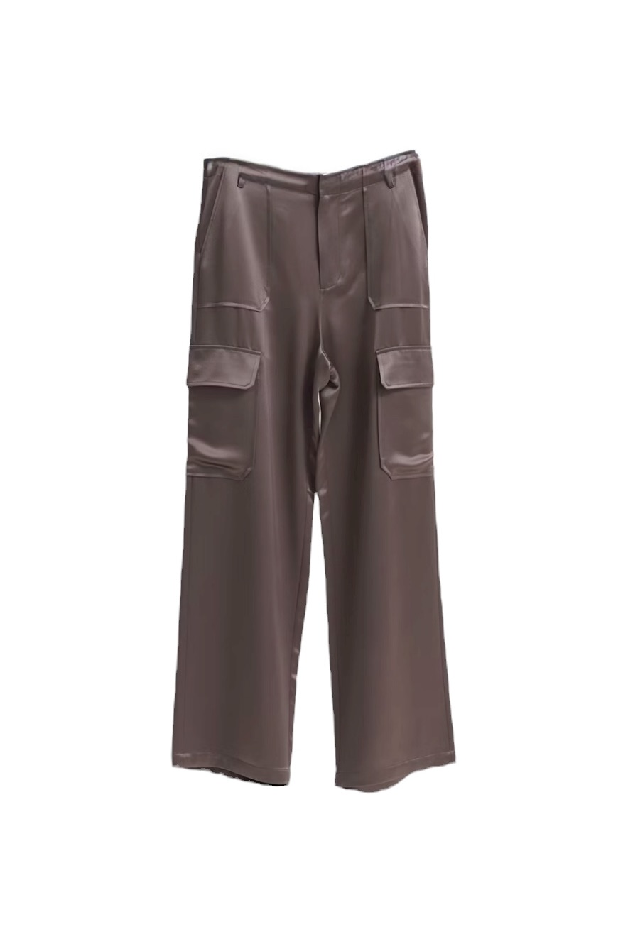 Herzensangelegenheit Satinhose mit Taschen in Toffee