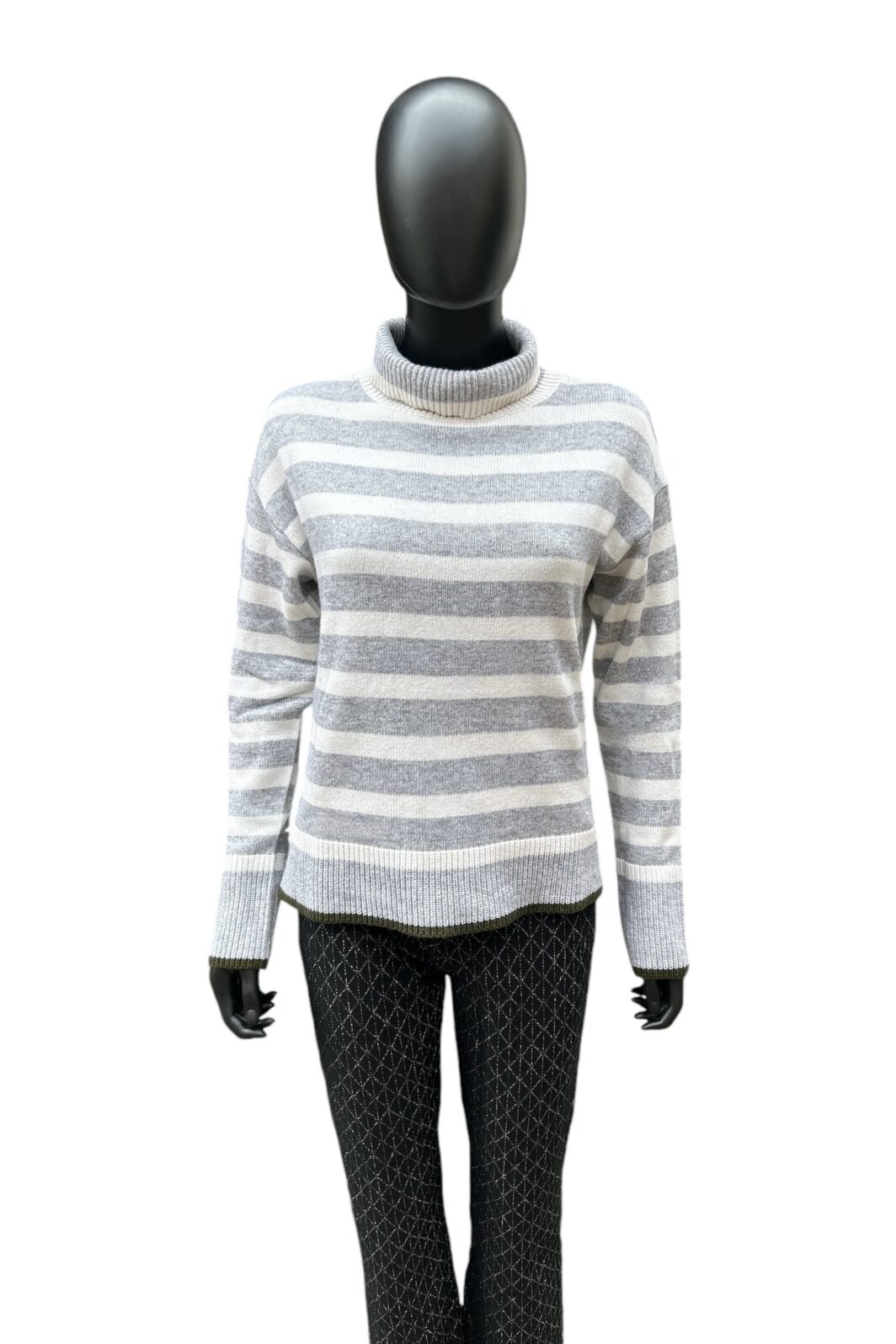 FTC Cashmere Strickpullover in grau gestreift