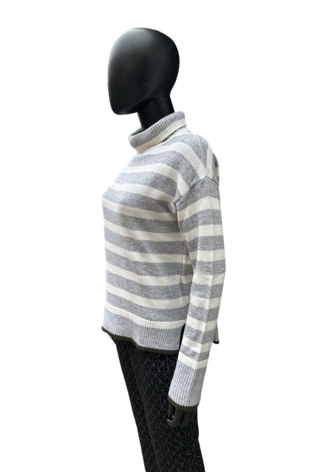 FTC Cashmere Strickpullover in grau gestreift – Bild 2
