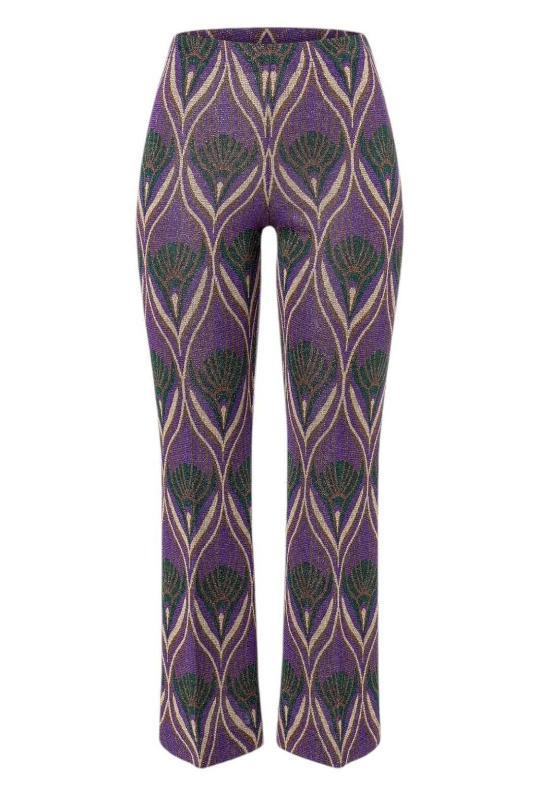 Ana Alcazar Cropped Hose " Otyna" im lila/grünen Retromuster