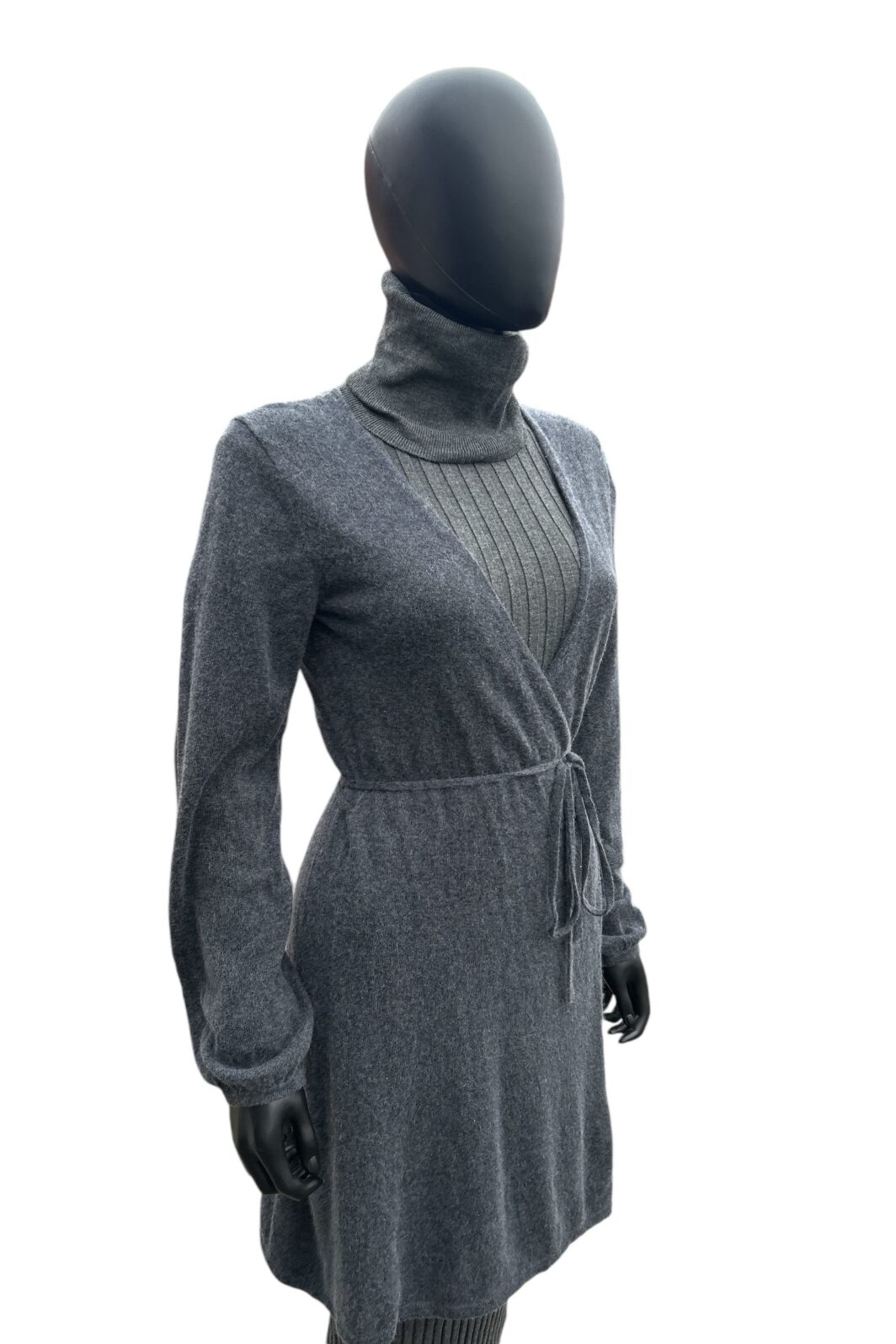 FTC Cashmere Wickelstrickjacke in Grau – Bild 2