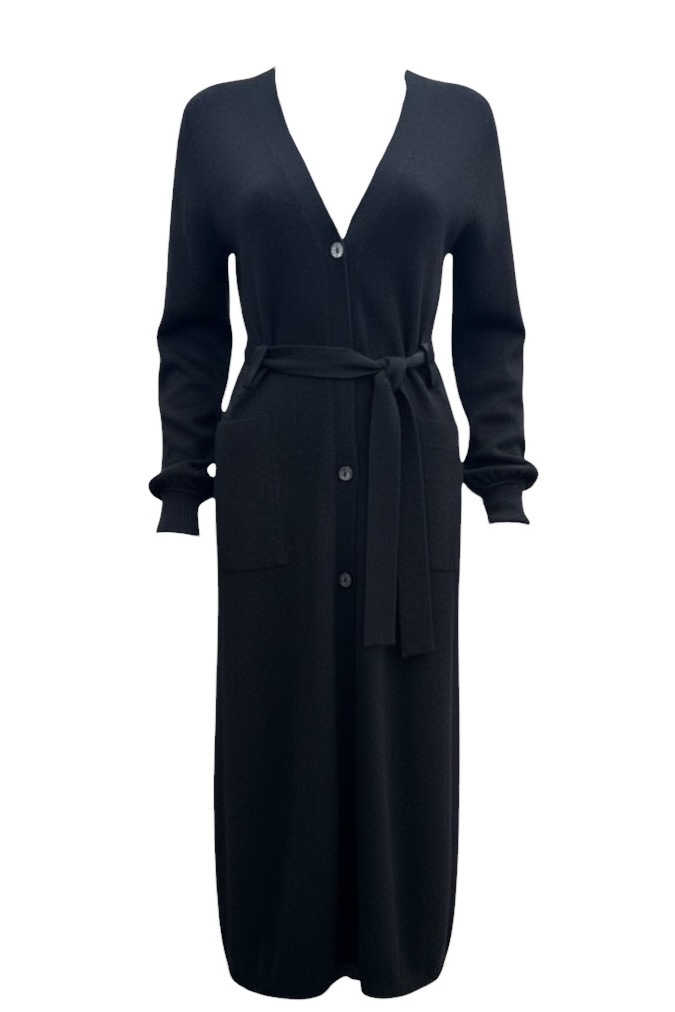 FTC Cashmere Strickmantel/-kleid in Schwarz