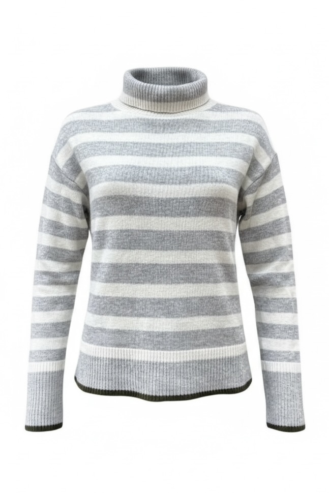 FTC Cashmere Strickpullover in grau gestreift