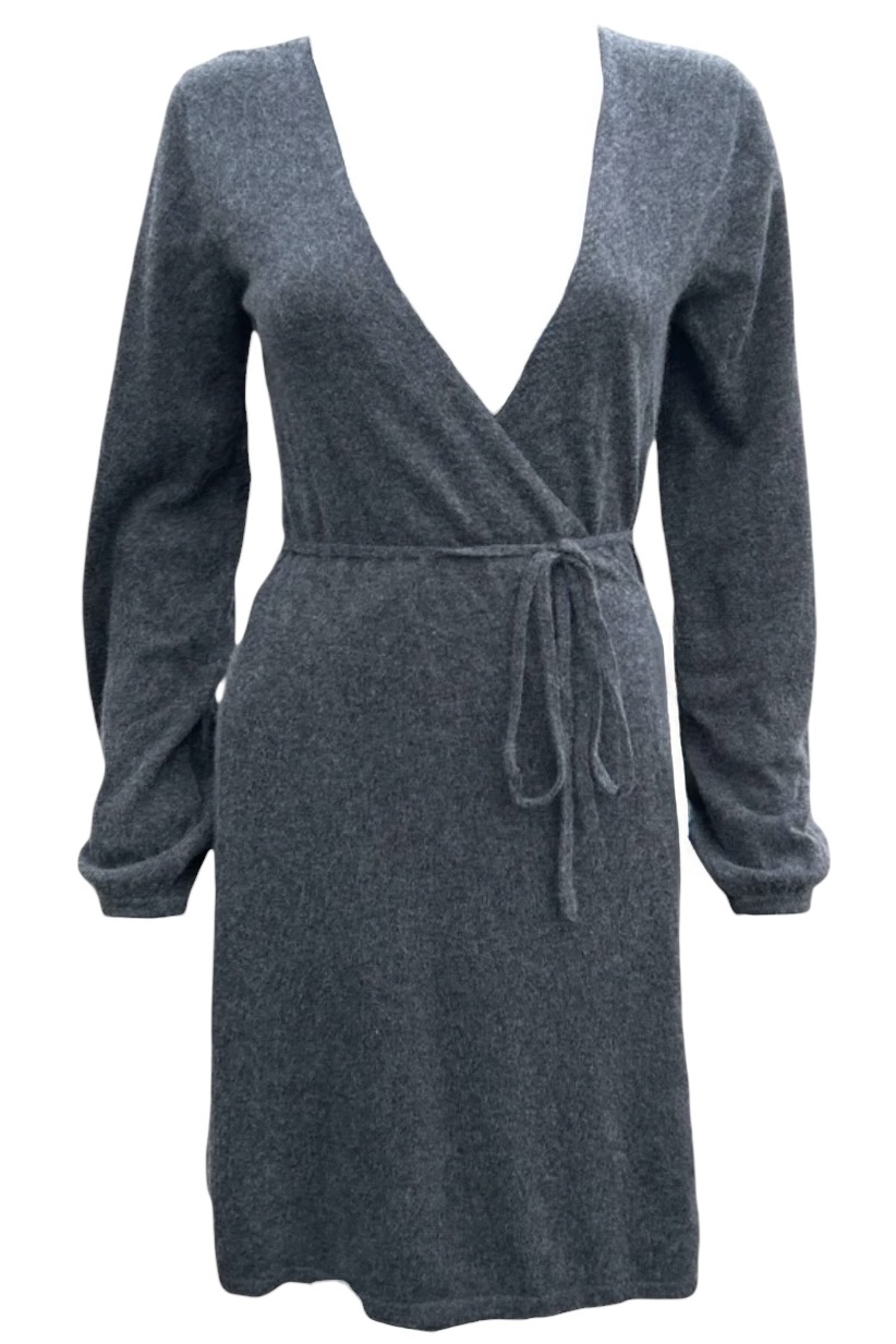 FTC Cashmere Wickelstrickjacke in Grau