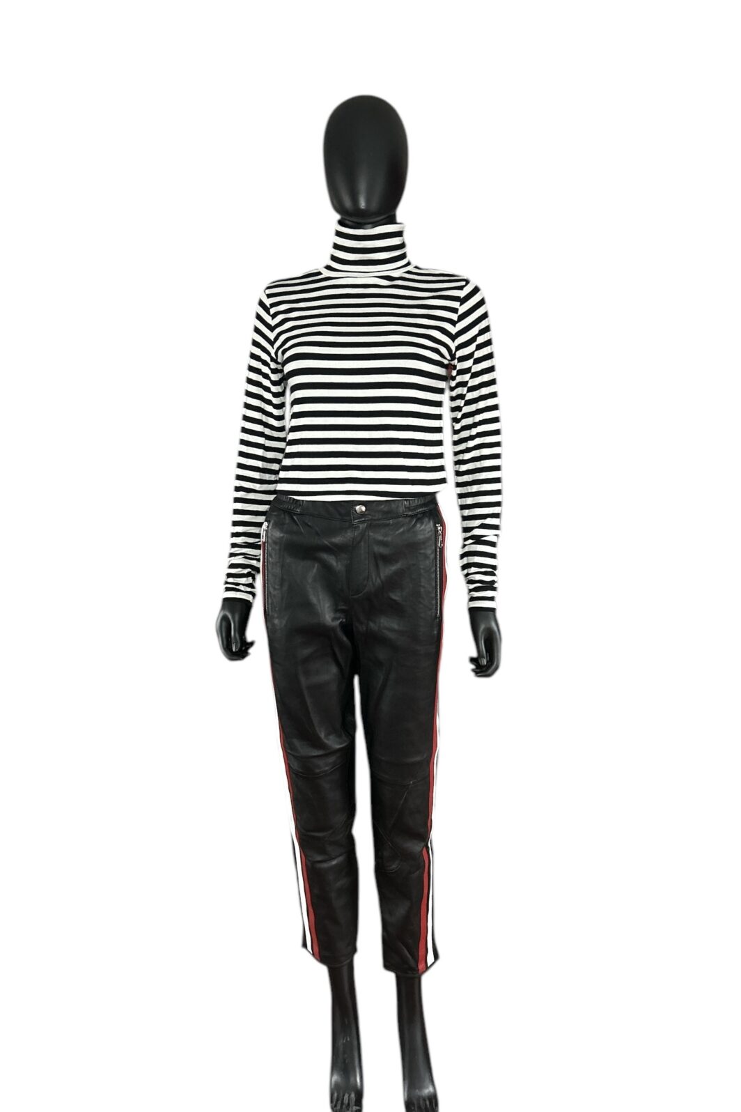 SET Lederhose in Schwarz mit Galonstreifen
