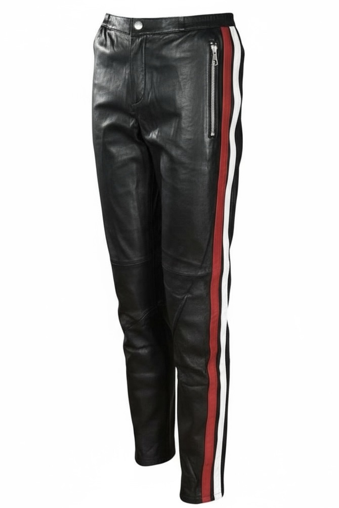 SET Lederhose in Schwarz mit Galonstreifen